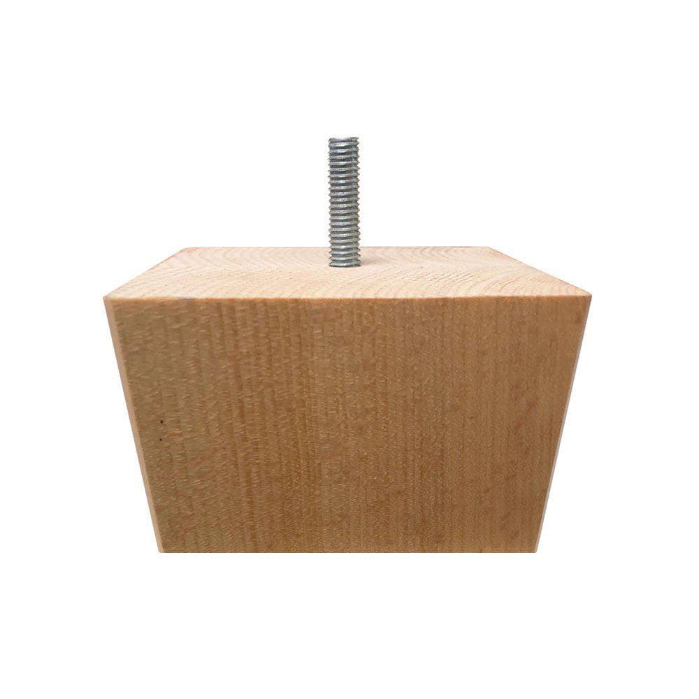 Vierkante meubelpoot van massief hout – 9 × 9 cm, 6 cm hoog (M8‑draadeind)