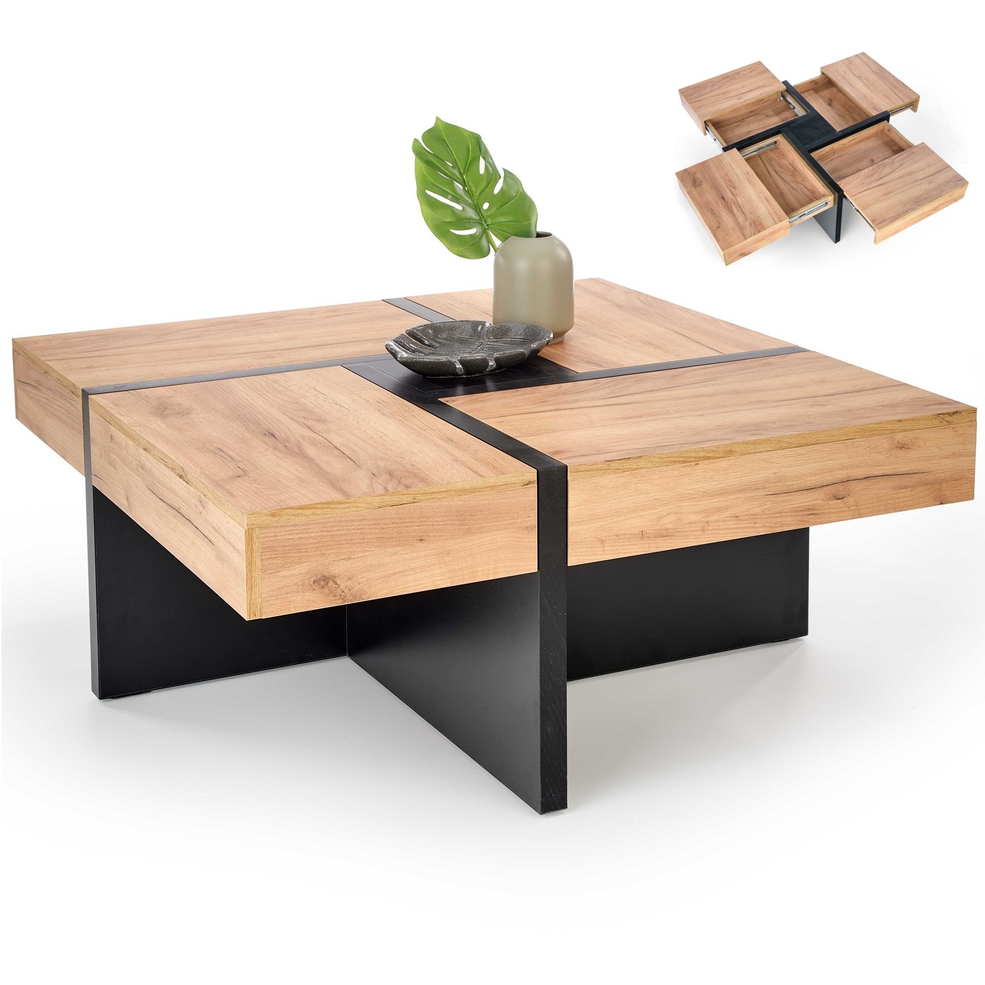 Vierkante Salontafel Sevilla 100×100 cm – Elegant met lades en opbergruimte