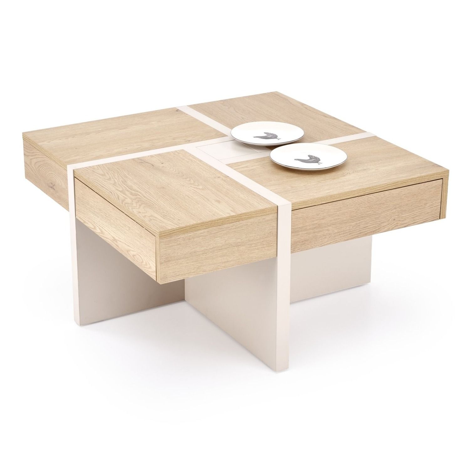 Vierkante Salontafel Sevilla 80×80 cm – Elegante Kashmir met lades | Home Style