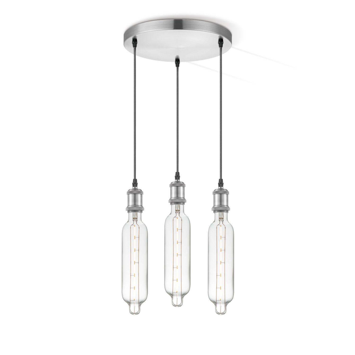 Vintage 3‑lampen Hanglamp Home Sweet Home – Stoere elegantie in zilver