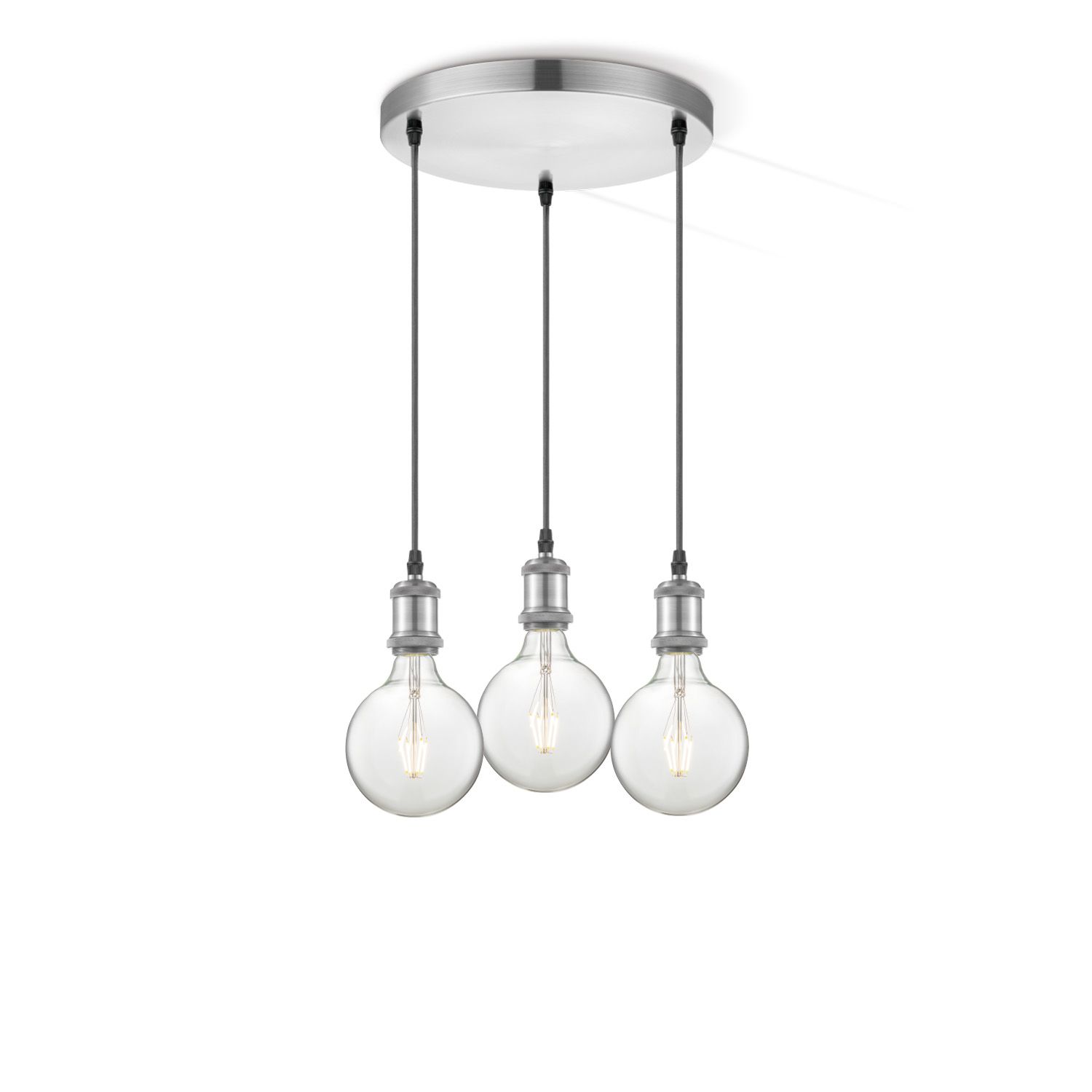 Vintage 3‑lampen Hanglamp met Globe‑afwerking – Stoere Elegantie voor jouw Interieur