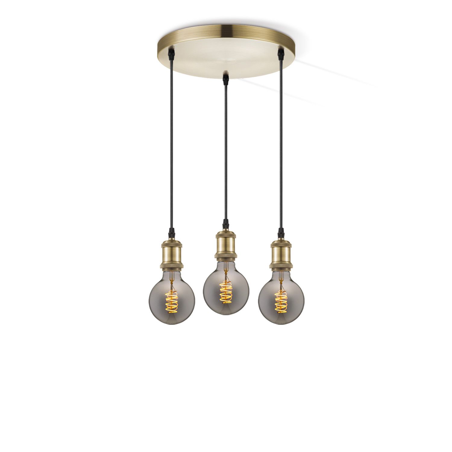Vintage 3‑licht Hanglamp ‘Home Sweet Home’ in Brons – Smokekleur