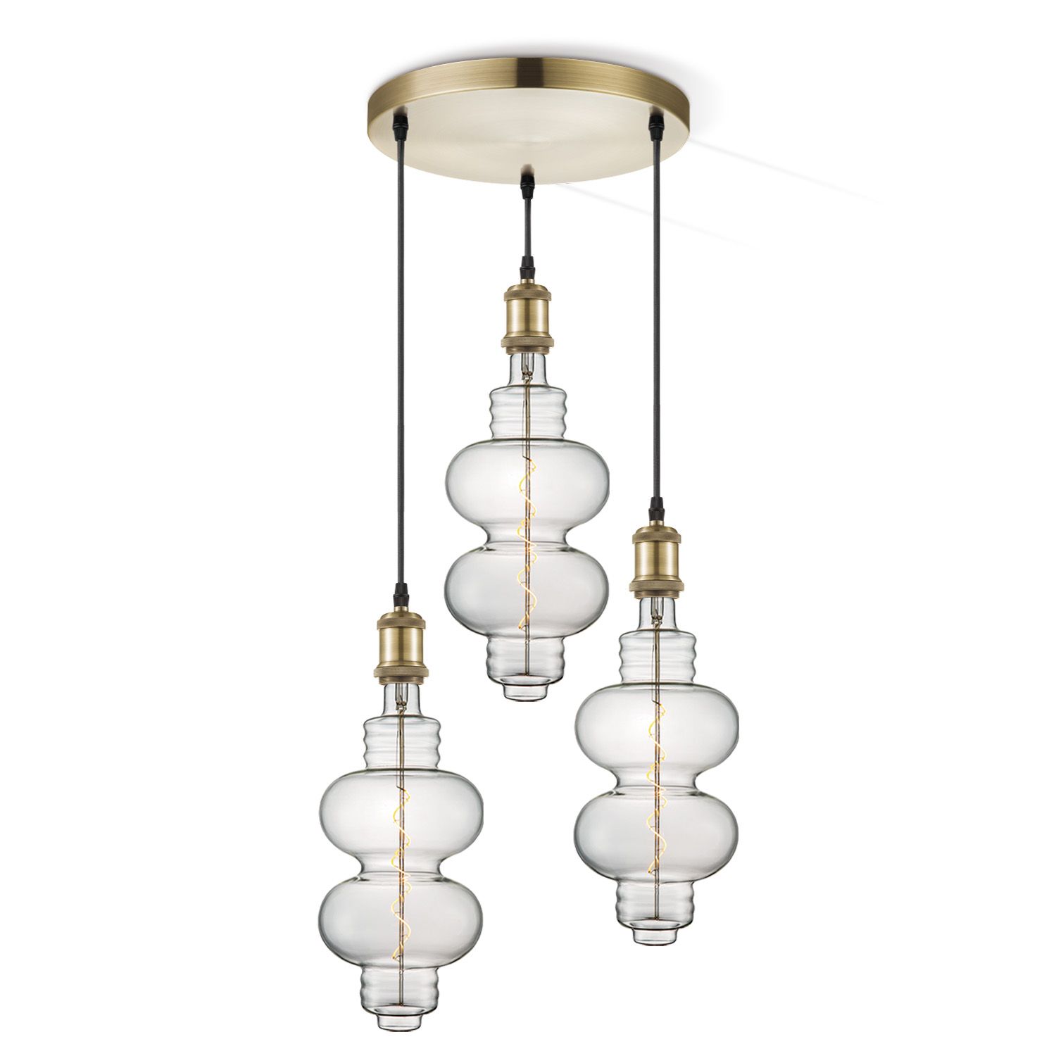 Vintage 3‑licht hanglamp in geborsteld brons – Home Sweet Home