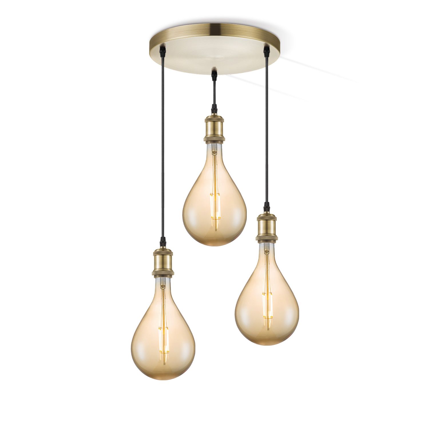Vintage 3‑Lichts Hanglamp in Brons – Home Sweet Home