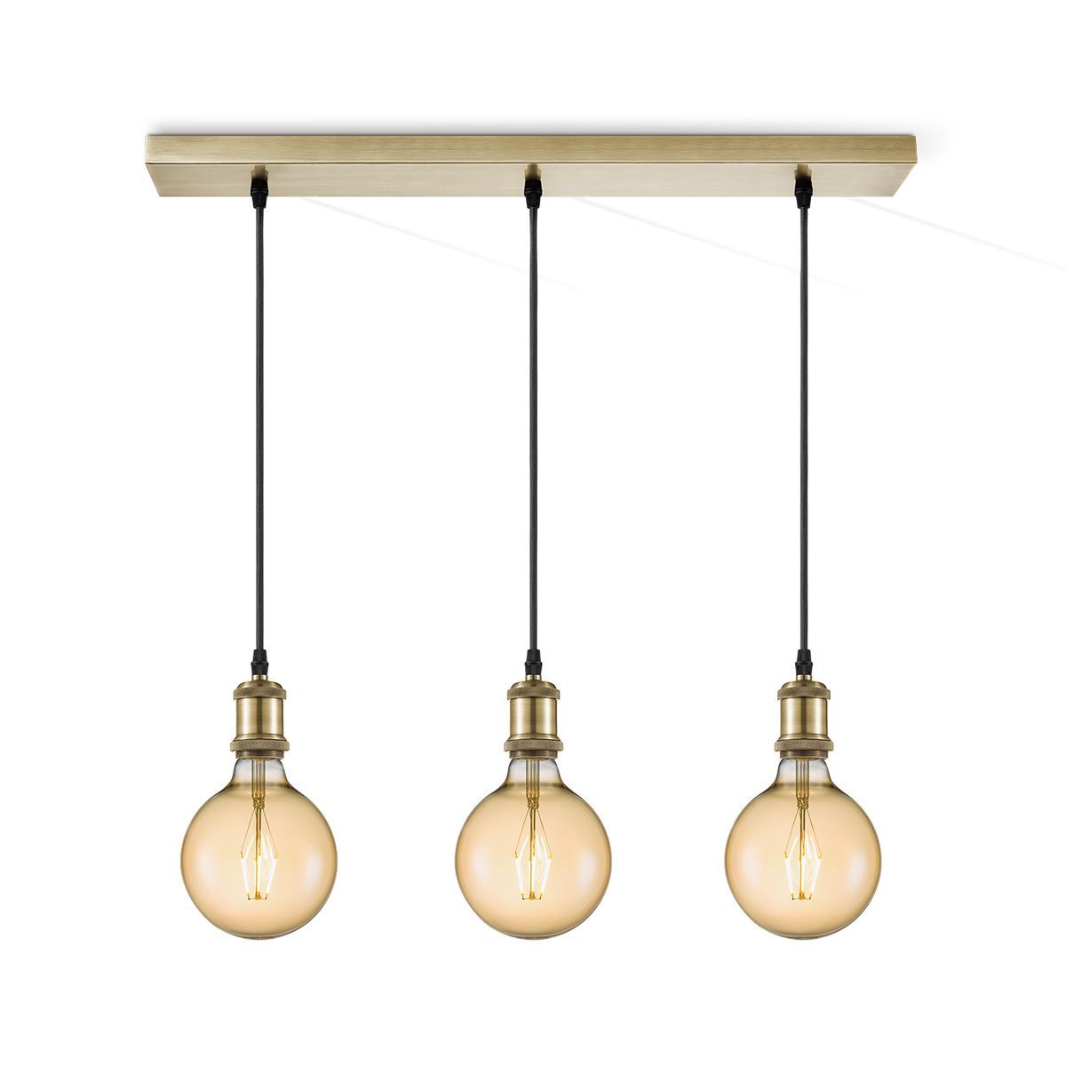Vintage 3‑lichts Hanglamp in Brons – Stijlvolle Pendel voor Keuken & Eettafel