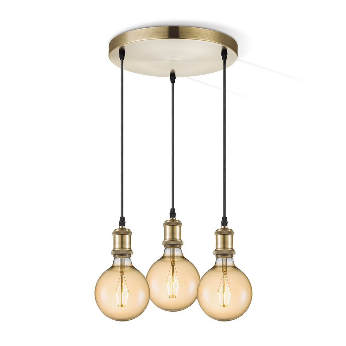 Vintage 3‑Lichts Pendel Hanglamp in Brons – Elegante Sfeer voor Jouw Interieur
