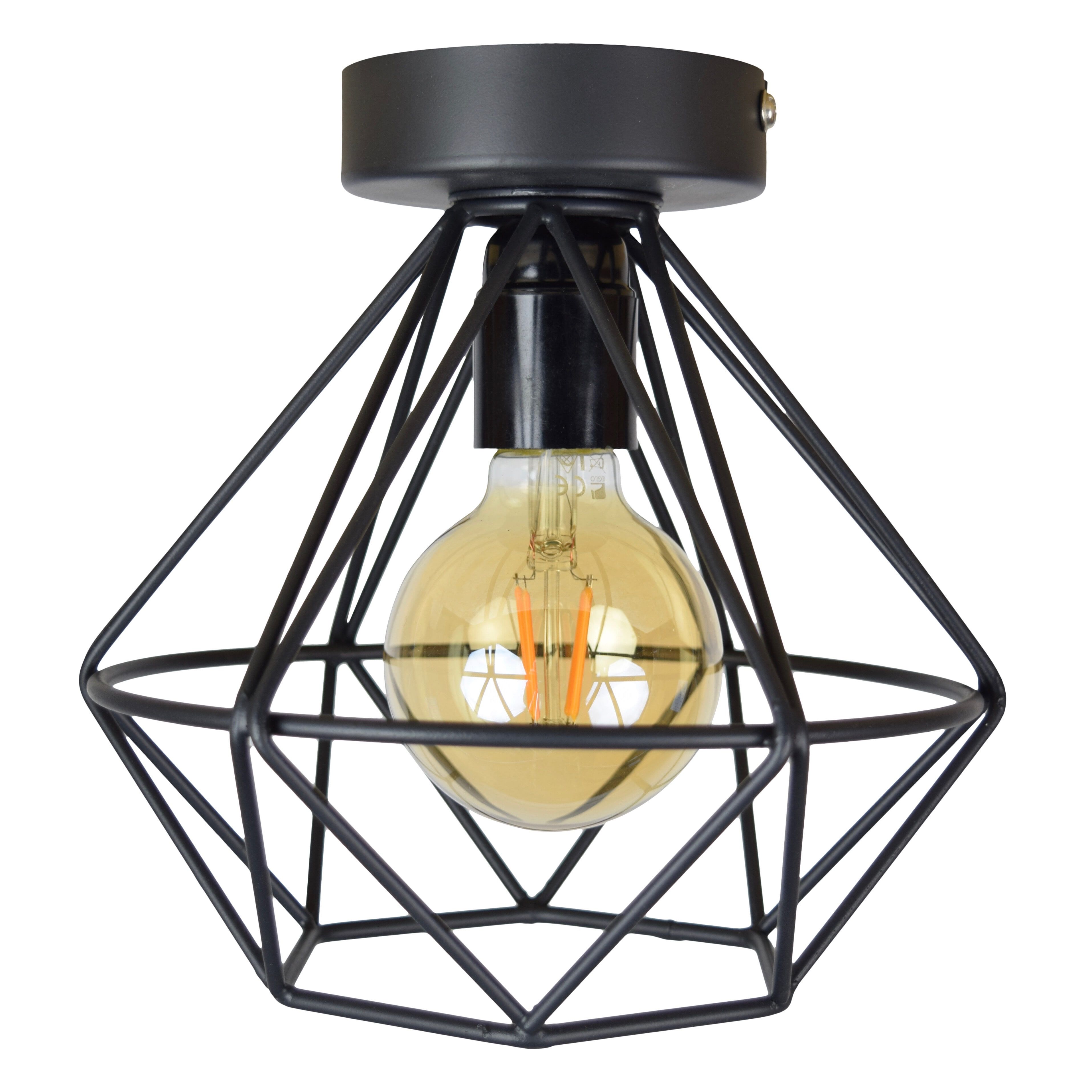 Vintage Black Urban Interiors Plafondlamp Wire Ø22 cm – Industriële Sfeer in Eén Stijlvol Stuk