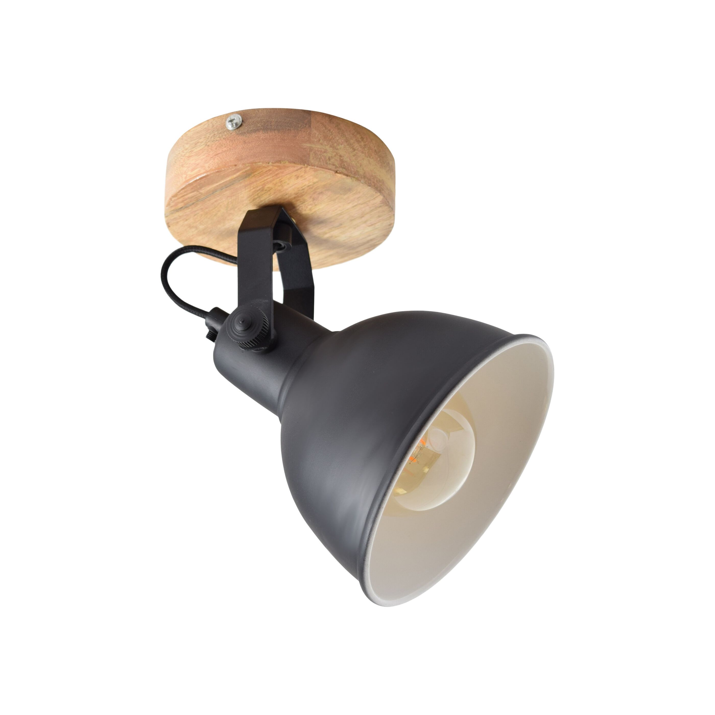 Vintage Black Urban Interiors Woody Single – Strakke Plafondspot voor een Industrieel Interieur
