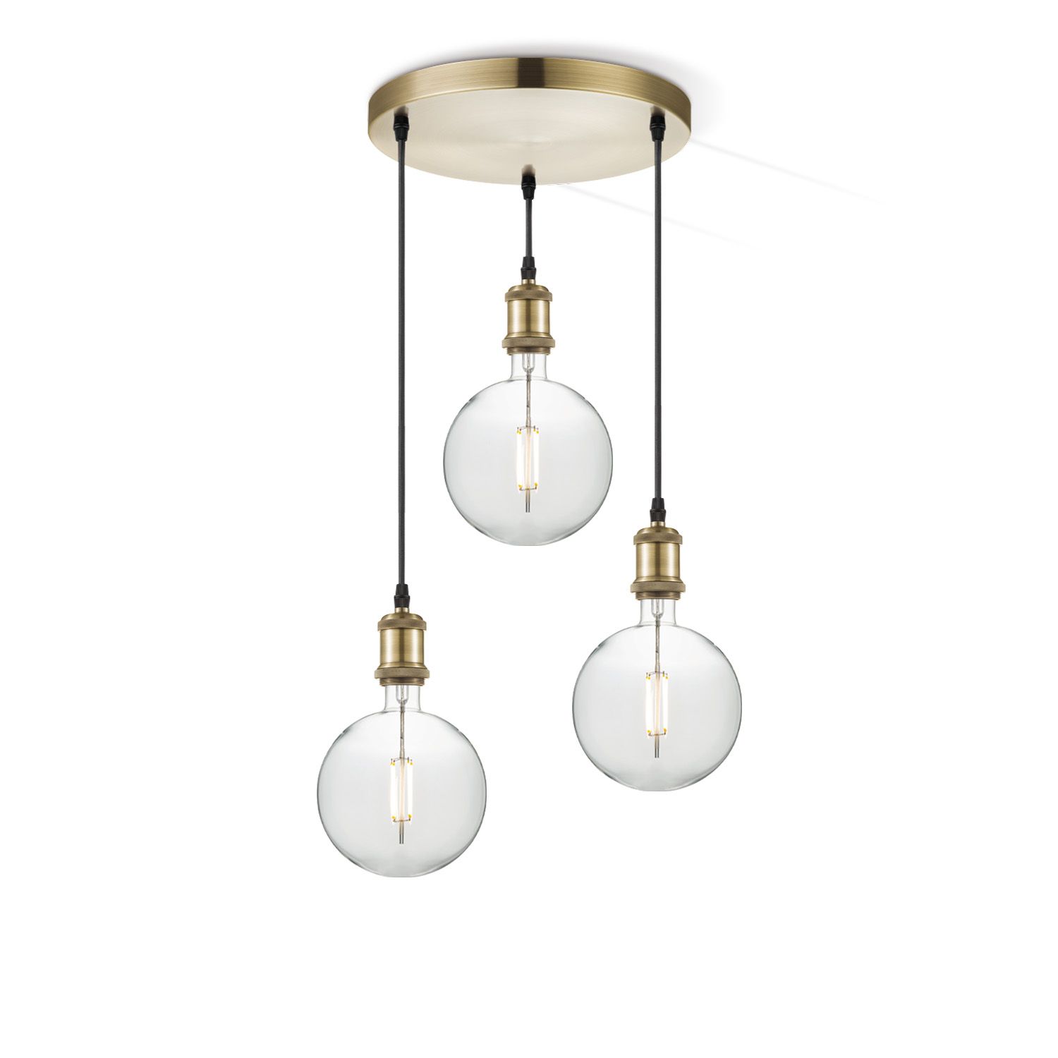 Vintage Brons 3‑Licht Hanglamp – Stoere Elegantietijdloze Verlichting