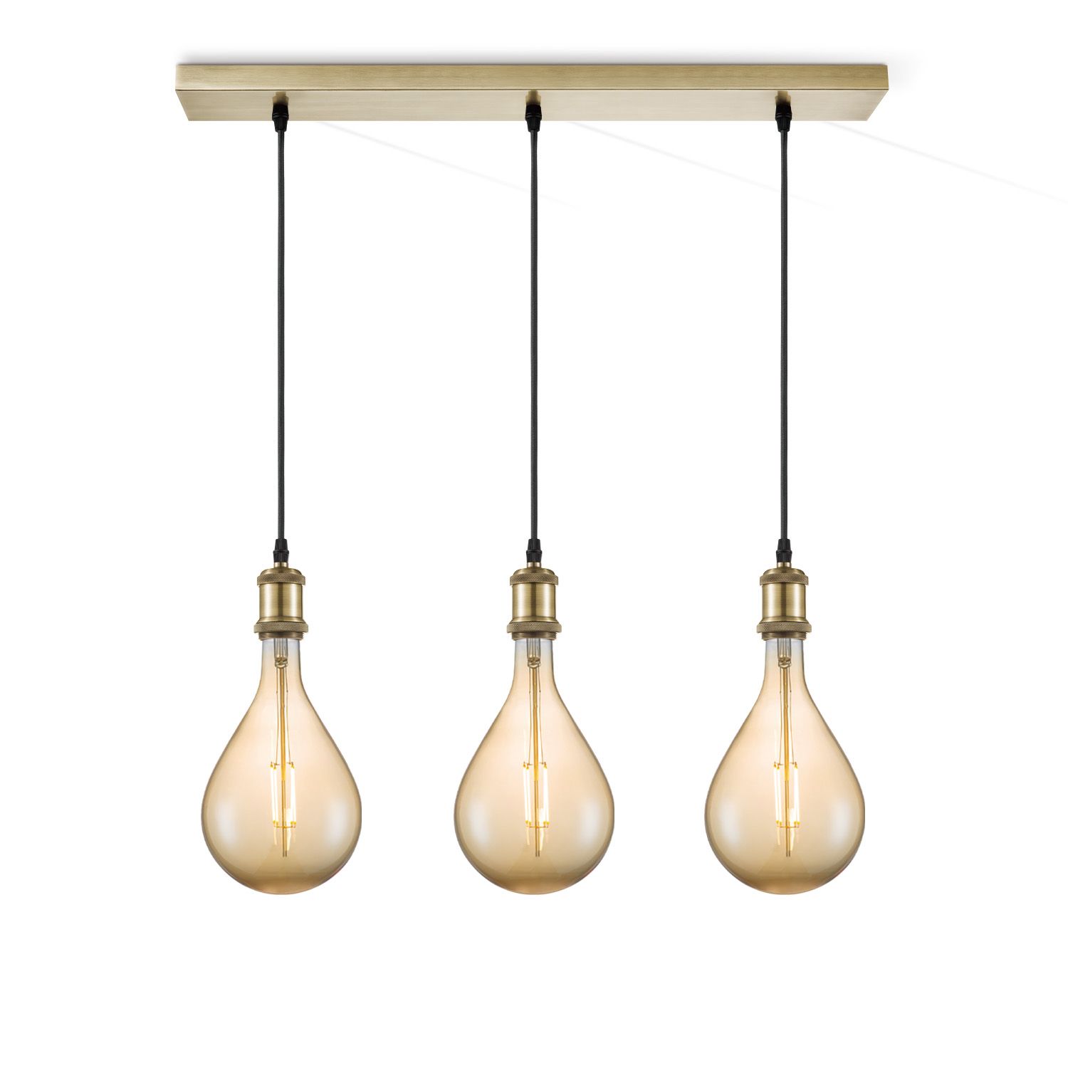 Vintage Brons Hanglamp 3L Beam Pear – Warme Amber LED Sfeer
