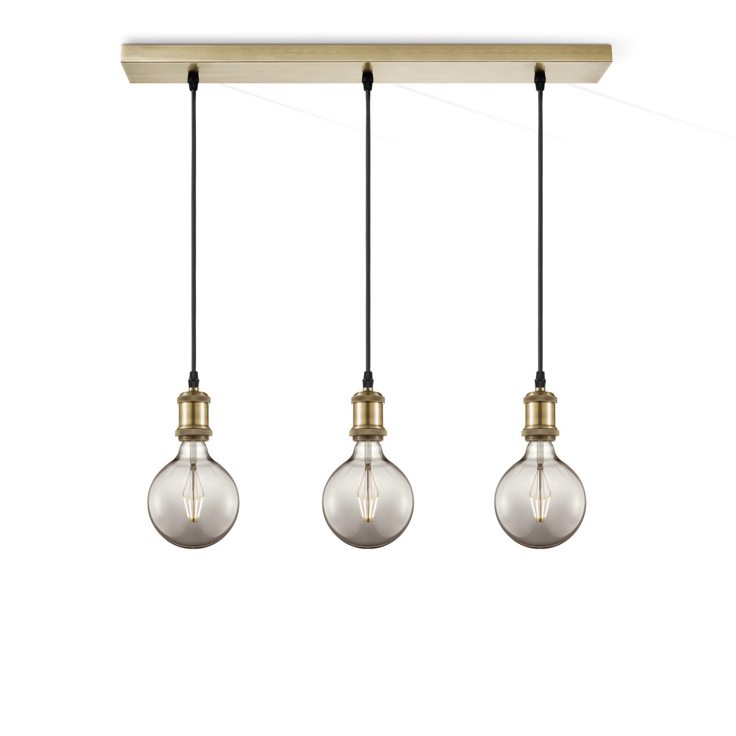 Vintage brons hanglamp Home Sweet Home – 3‑Lichts Beam Globe, Smoke, dimbaar