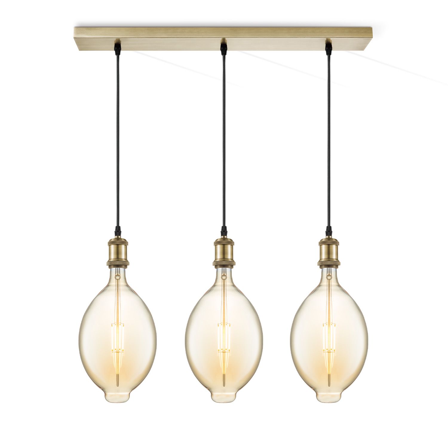 Vintage brons hanglamp met 3 amber LED‑bronnen – Home Sweet Home