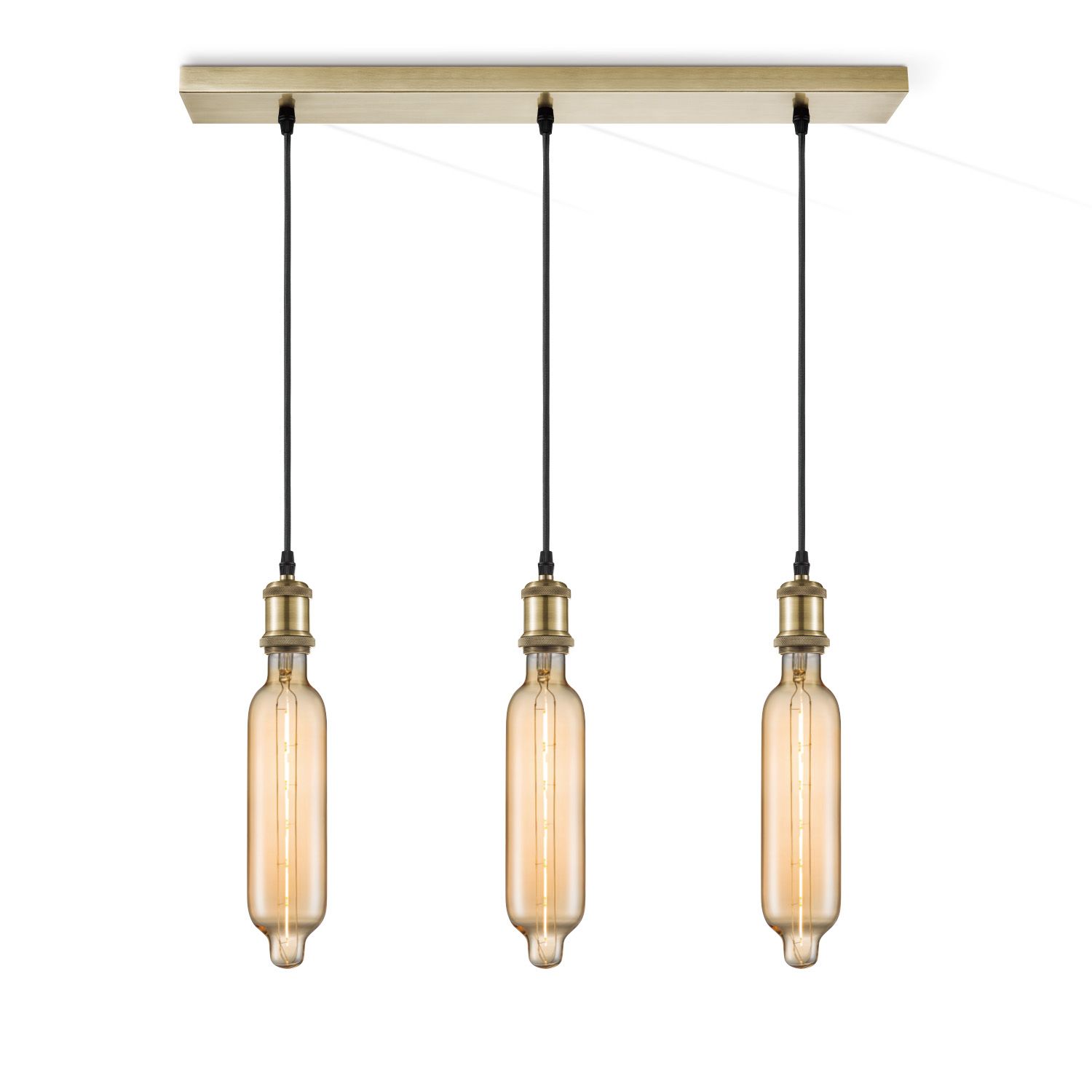Vintage Brons Hanglamp met 3 Amber LED‑lampen – Sfeervol Design voor Iedere Kamer
