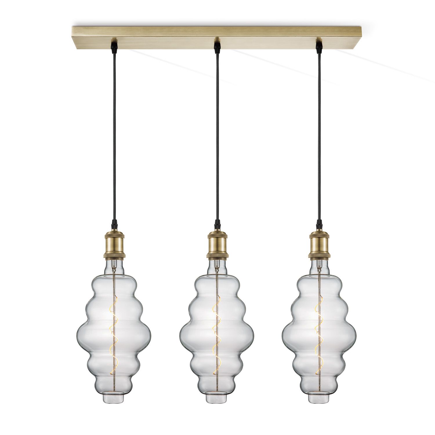 Vintage brons hanglamp met 3 LED‑beams – warme sfeer voor elke kamer
