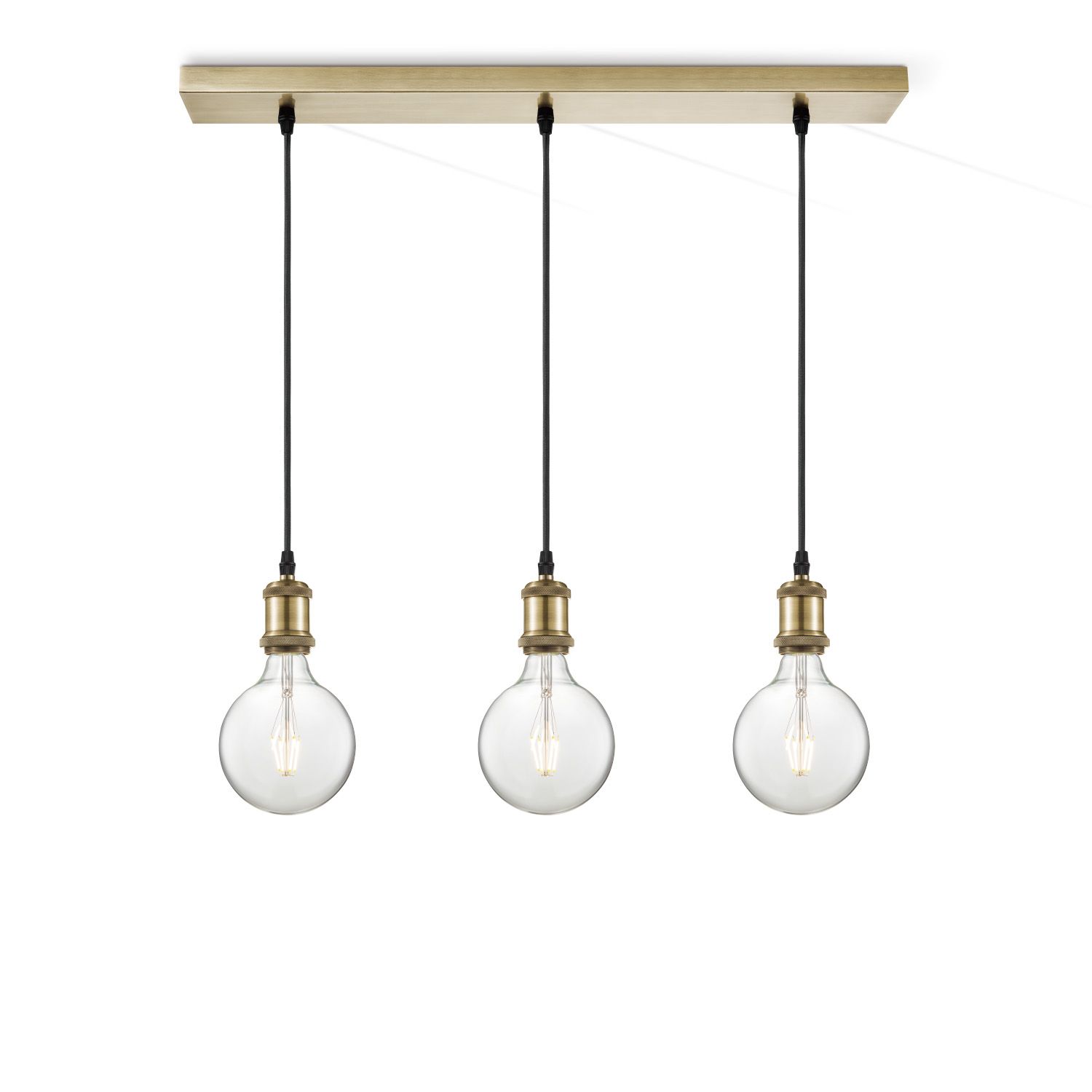 Vintage brons hanglamp met 3 LED‑globes – Warm wit licht voor keuken, living & slaapkamer