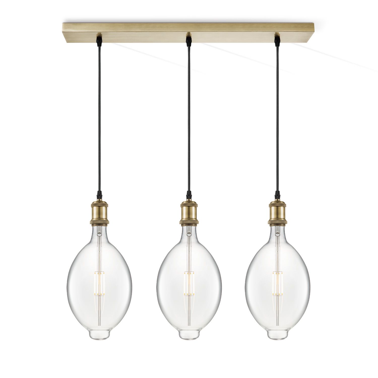 Vintage Brons Hanglamp met 3 LED‑lichtbronnen – Oval Beam voor Keuken, Living & Slaapkamer