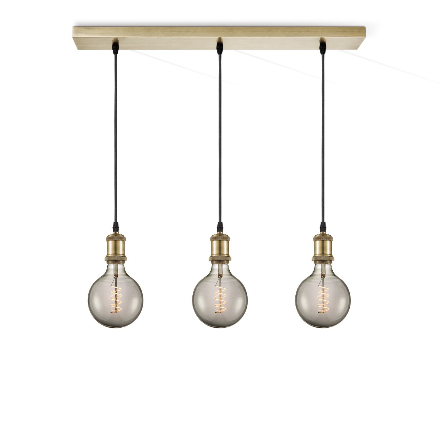 Vintage Brons Hanglamp met 3 LED Spiral Beam – Warm Wit Sfeerverlichting voor Keuken, Living & Hal