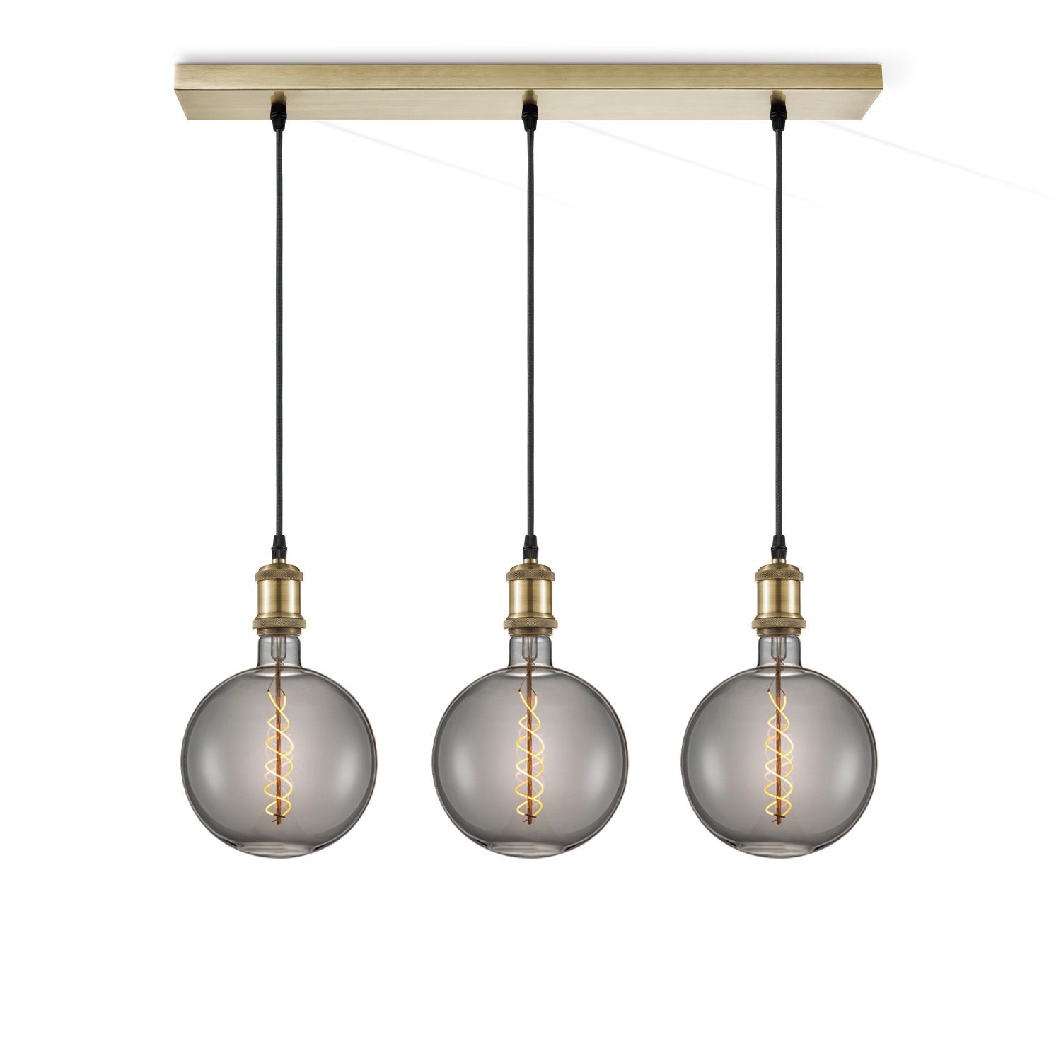 Vintage Brons Hanglamp met 3 LED’s – Home Sweet Home – G180 Smoke