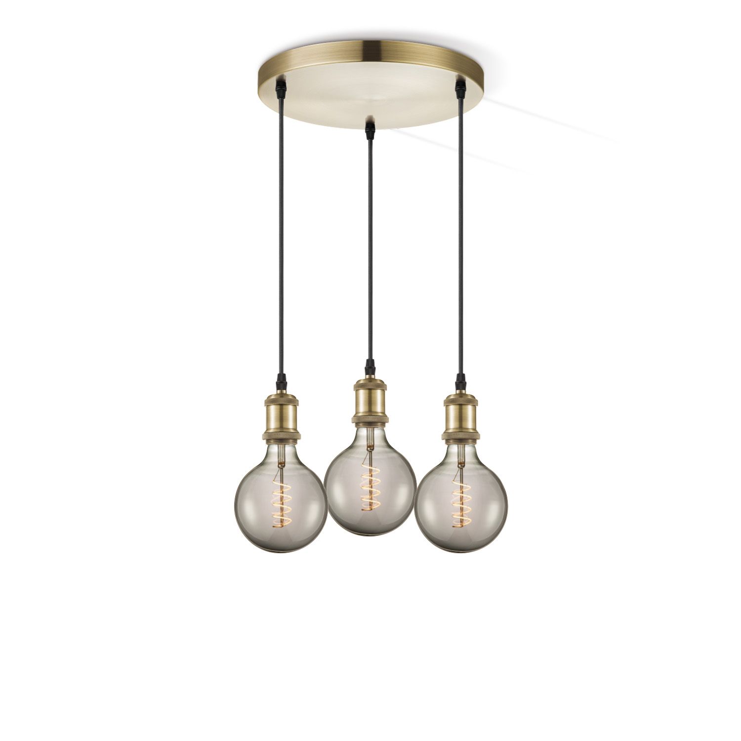 Vintage Brons Hanglamp met 3 Lichtbronnen – Stoere Elegantie voor Jouw Interieur