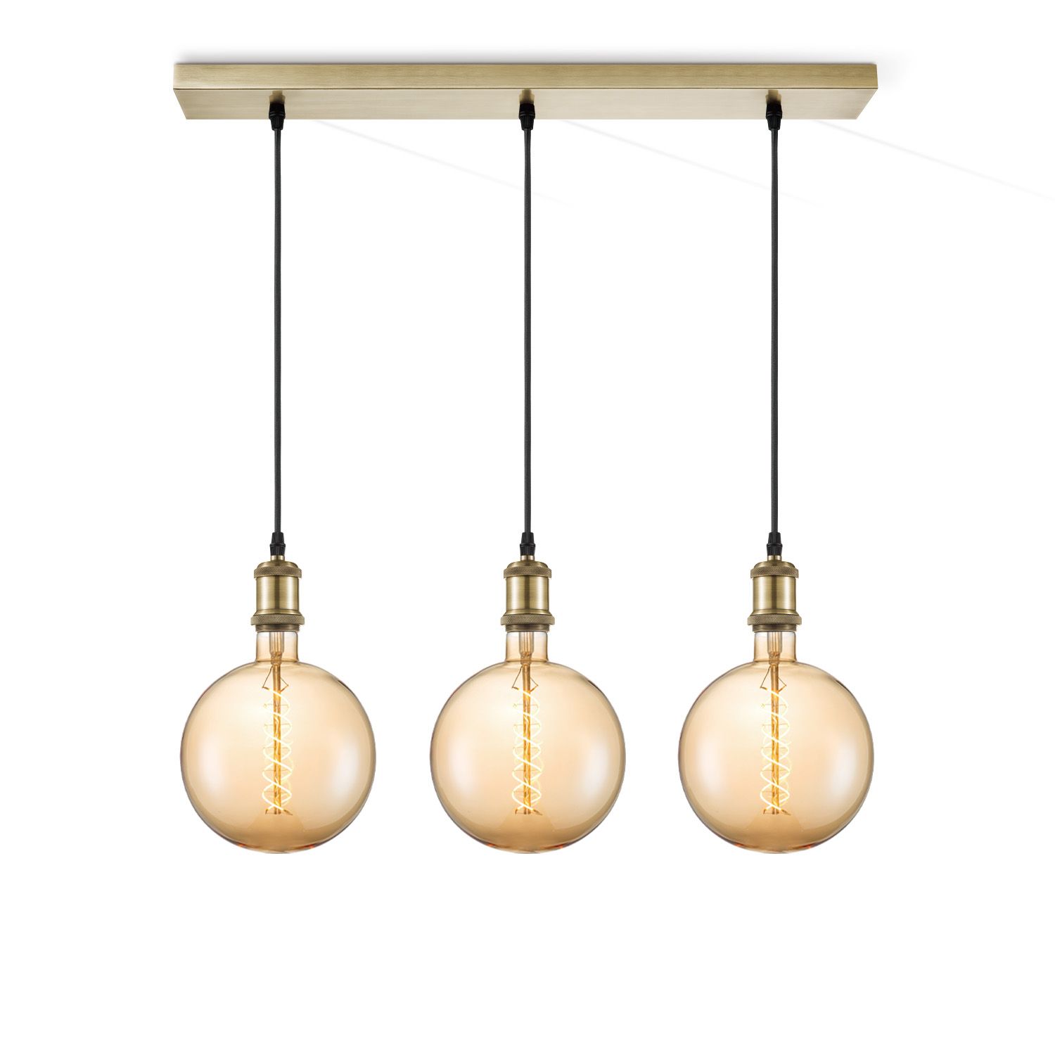 Vintage brons hanglamp met amber LED‑licht – warme sfeer en tijdloze stijl
