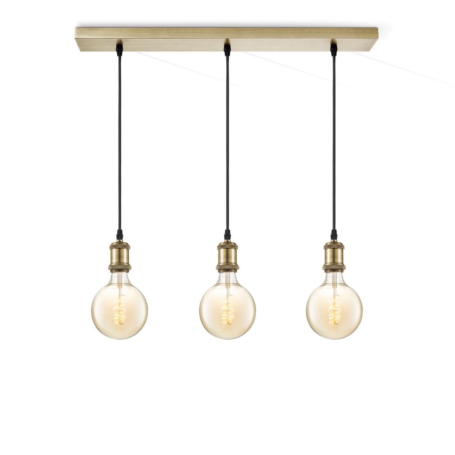 Vintage brons hanglamp met amber LED’s – 3‑Lichts Beam van Home Sweet Home