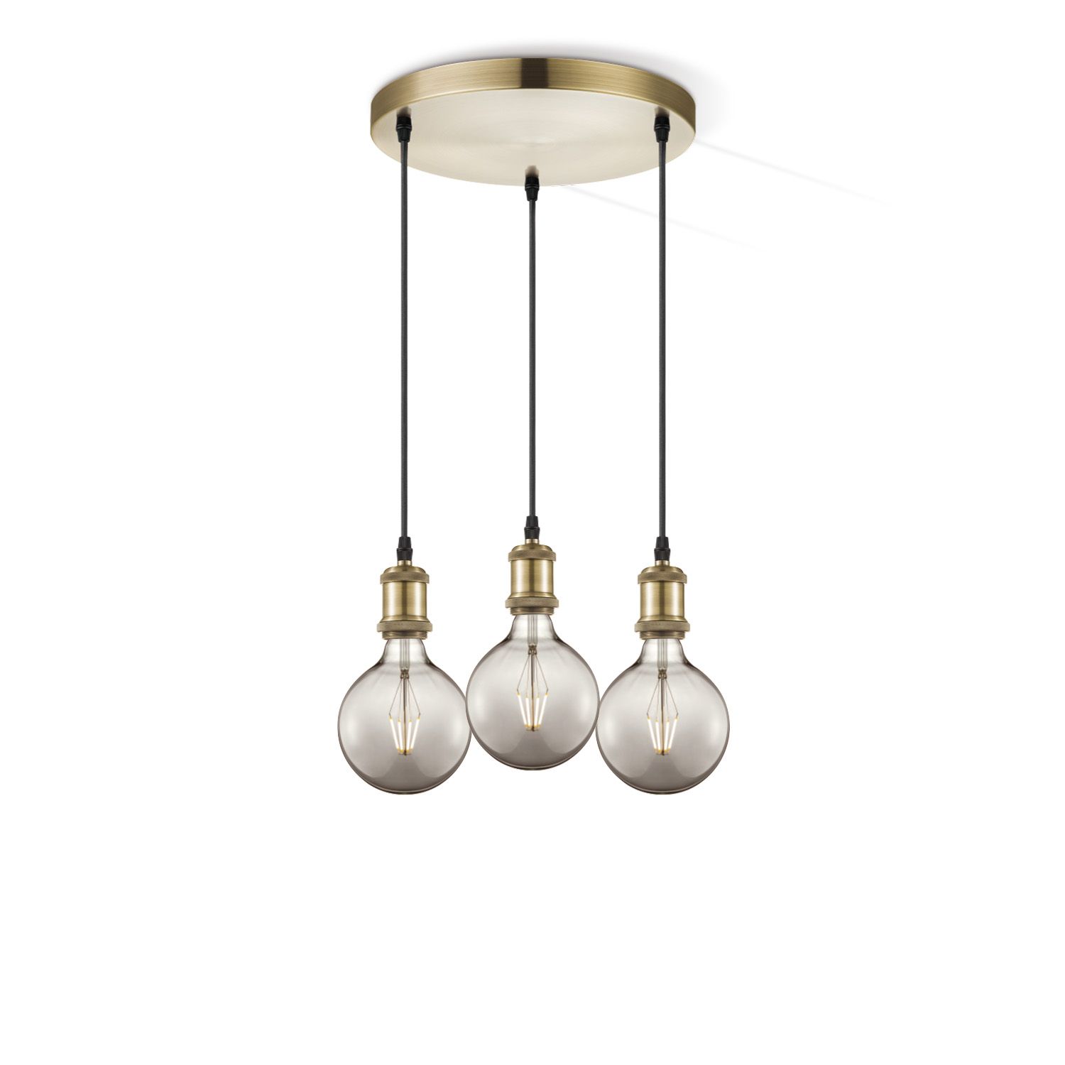 Vintage bronzen 3‑licht hanglamp “Home Sweet Home” – moderne stoere elegantie