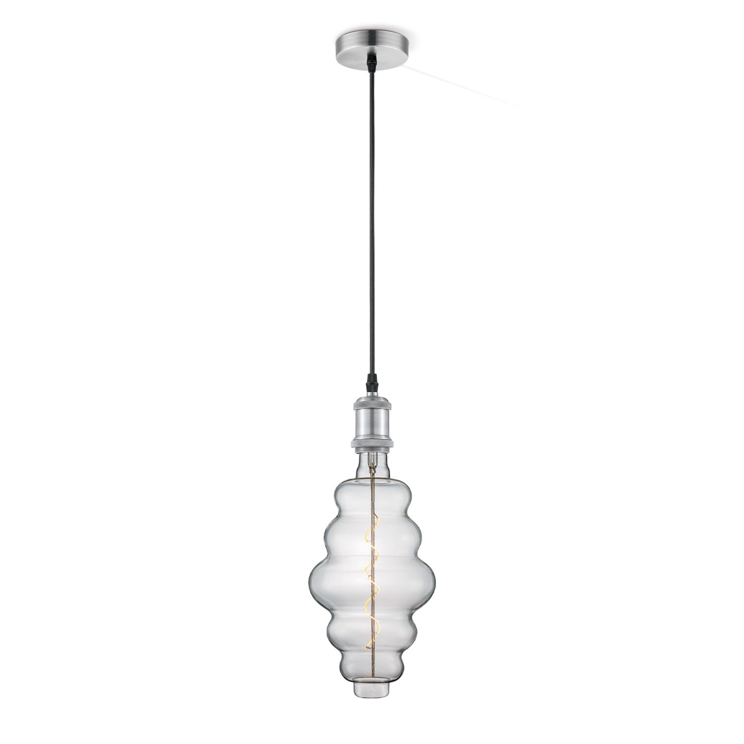 Vintage Cloud Hanglamp – Mat Staal & Helder Glas voor Urban en Industrieel Interieur