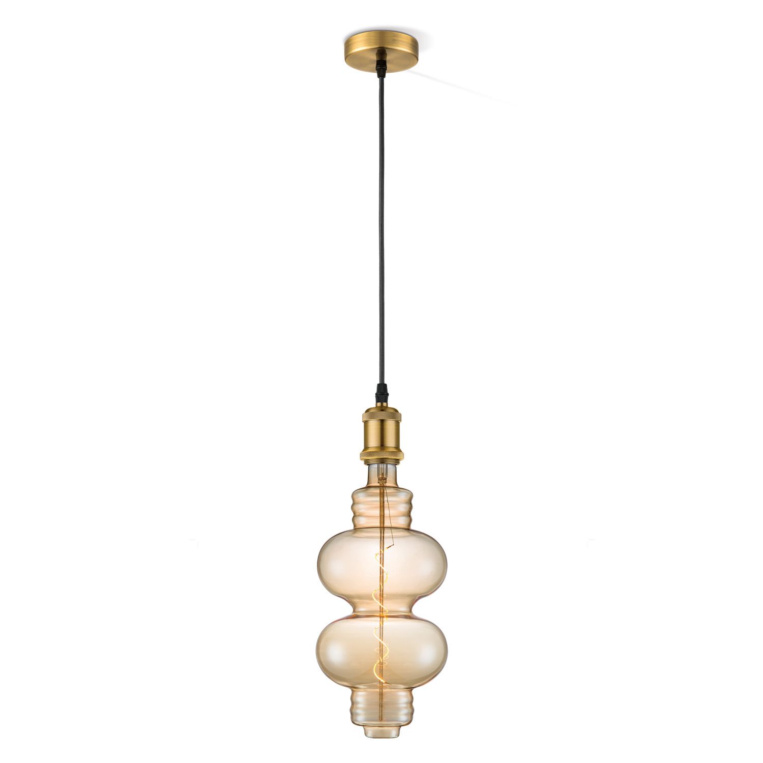 Vintage diabolo hanglamp in brons en amber – stijlvolle LED verlichting voor elk interieur