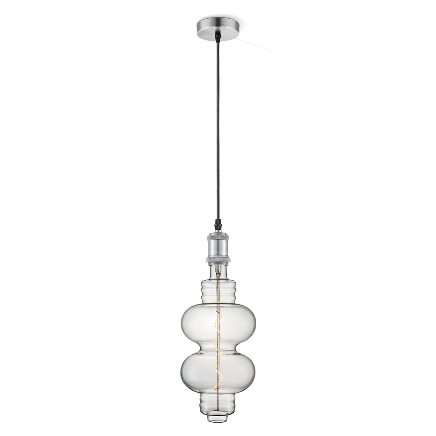 Vintage Diabolo Hanglamp – Mat Staal met Heldere LED