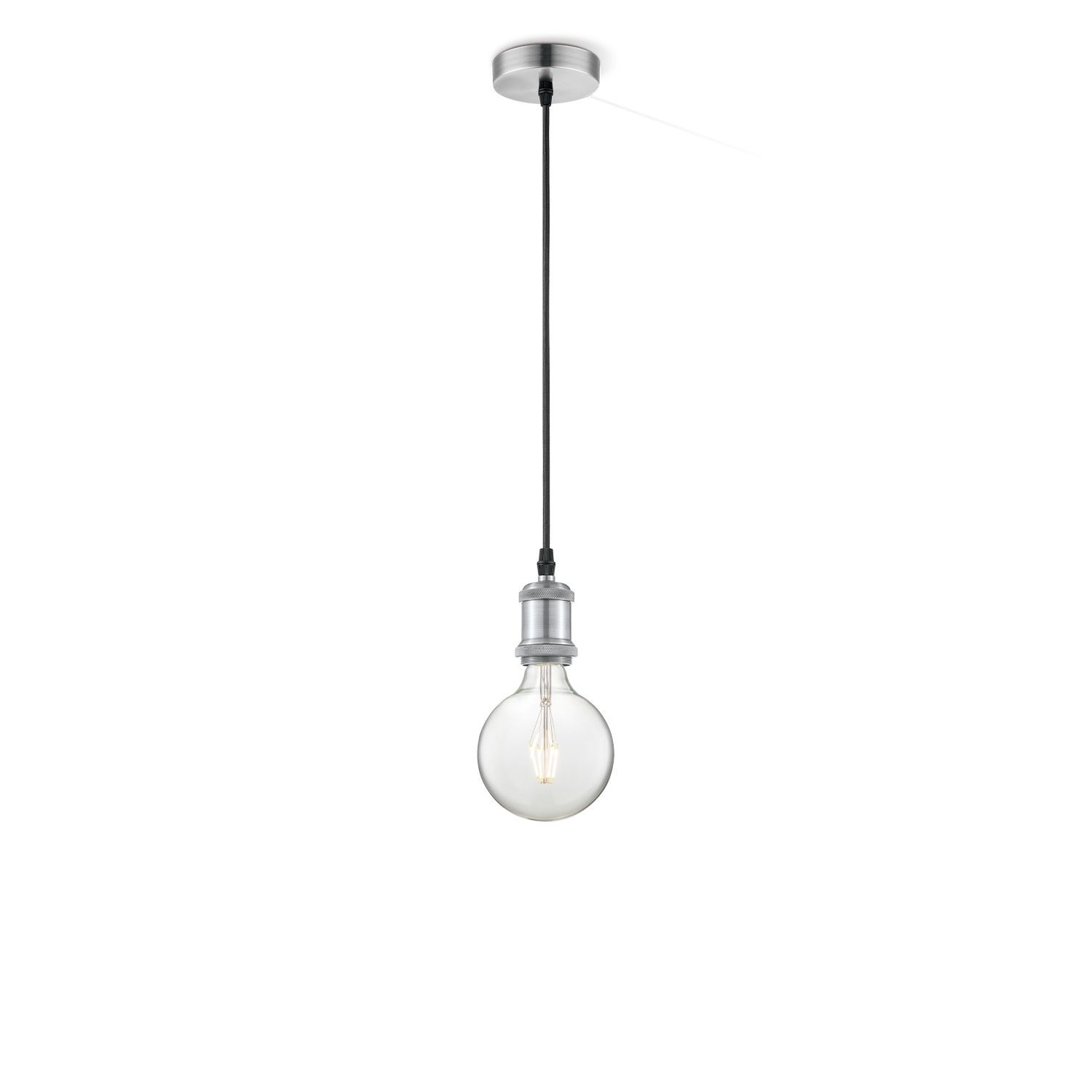 Vintage Globe Hanglamp G125 – Mat Staal & Helder Glas