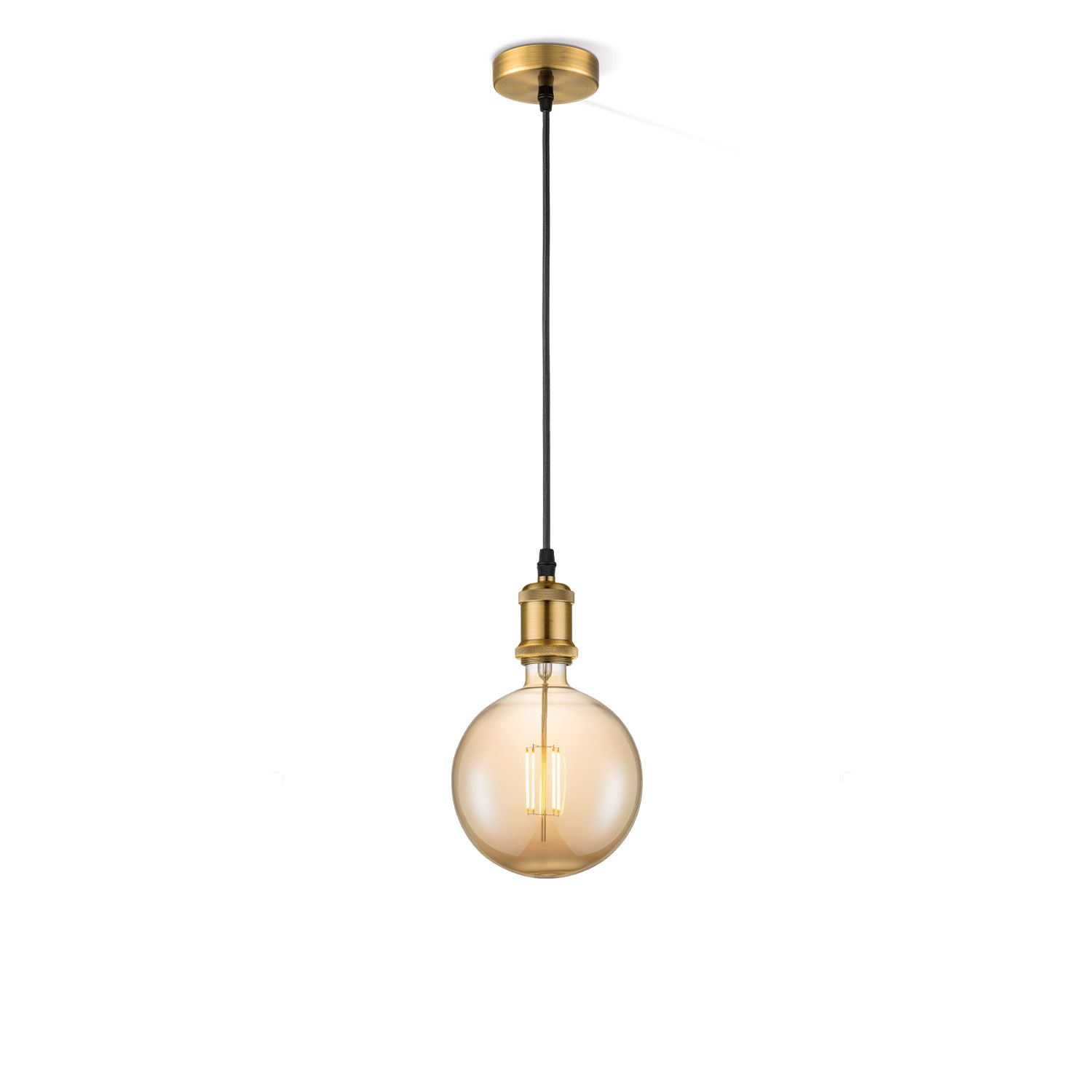 Vintage Globe Hanglamp G180 – Elegante brons‑amber combinatie voor een warme, moderne sfeer