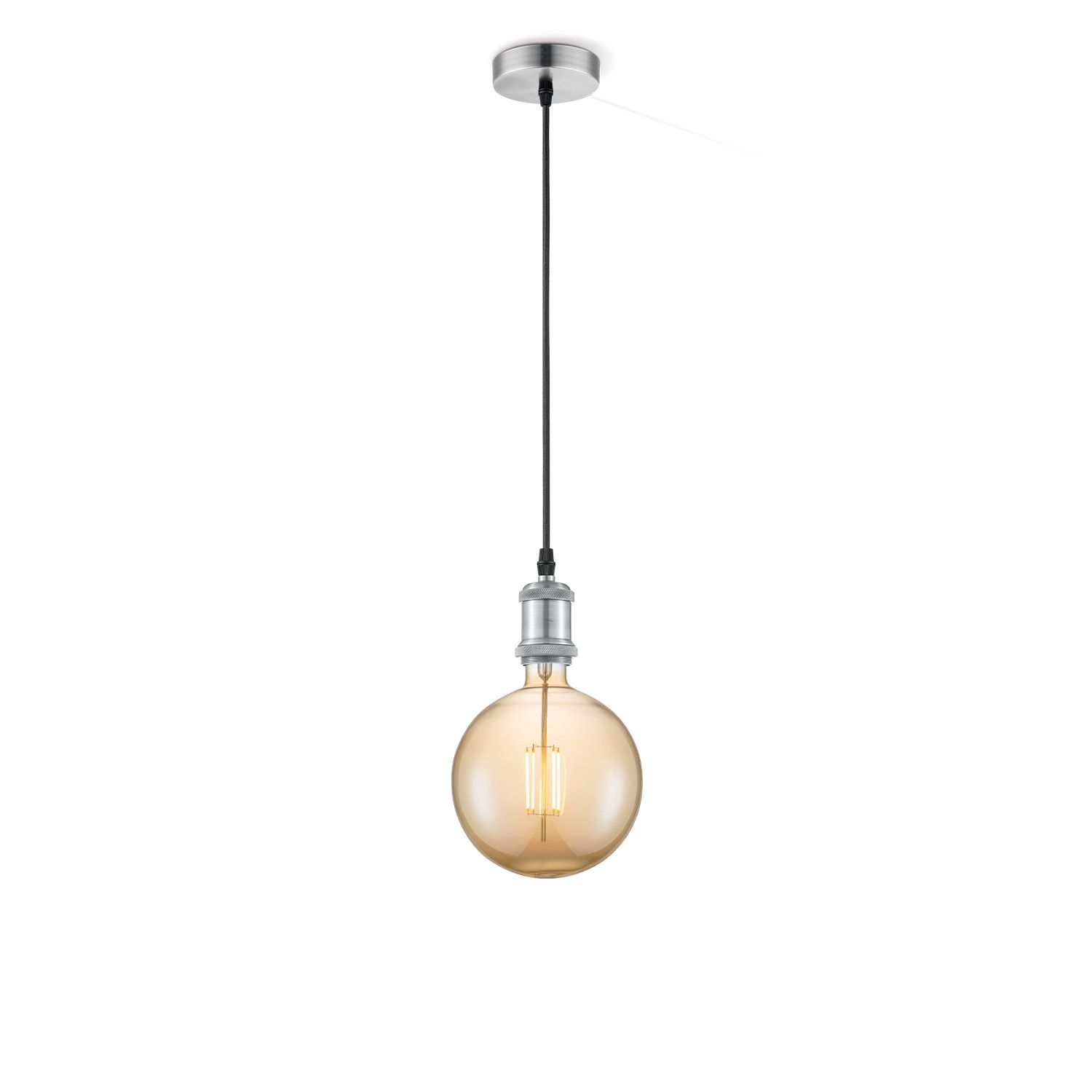Vintage Globe Hanglamp G180 – Mat Staal met Amberglans voor Urban & Tijdloze Interieurs