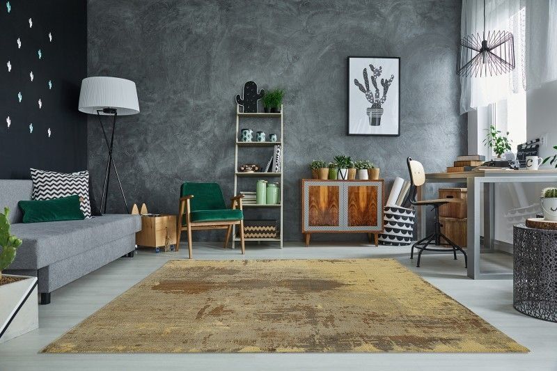 Vintage katoenen vloerkleed Modern Art – Zandbruin 240 × 160 cm – Invicta Interior