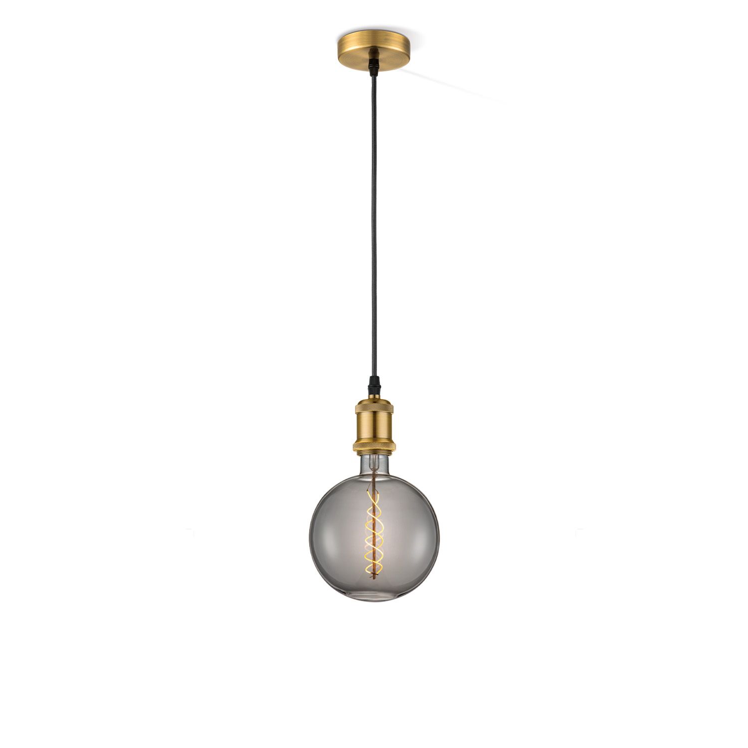 Vintage spiral hanglamp g180 – Brons & Smoke, stijlvolle LED pendel