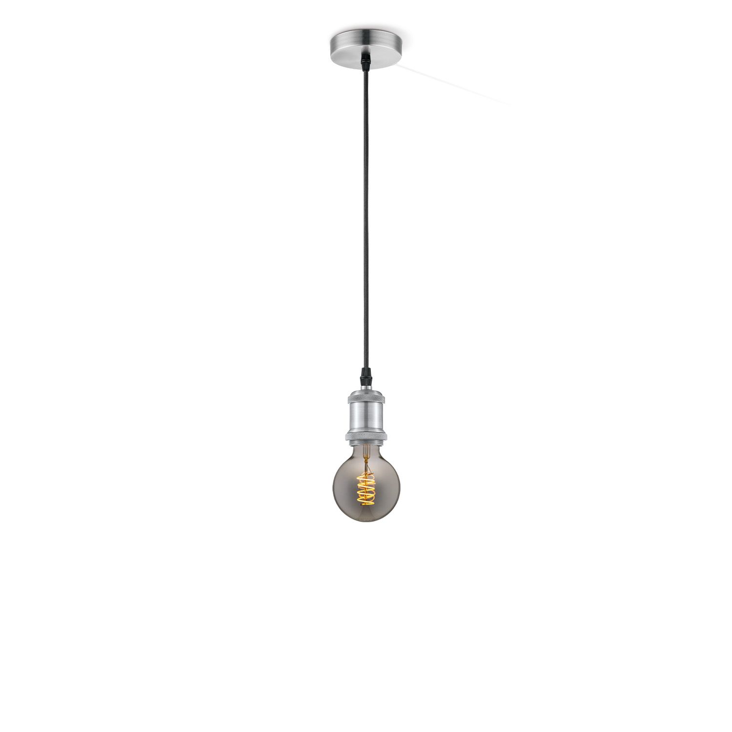 Vintage Spiral Hanglamp G95 – Mat Staal & Smoke Glas – Moderne LED Sfeerverlichting