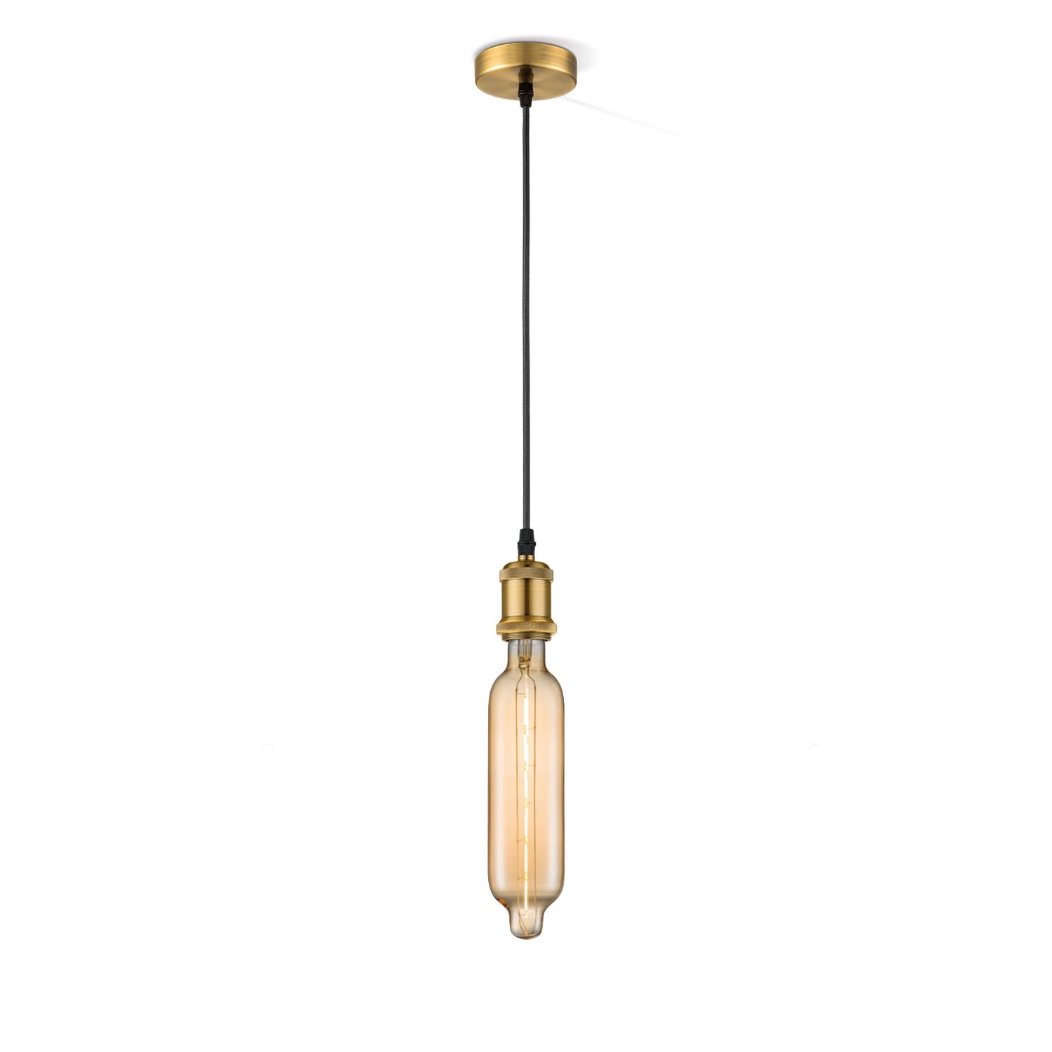 Vintage Tube Hanglamp in Brons en Amber – Moderne LED-Atmosfeer voor Elk Interieur
