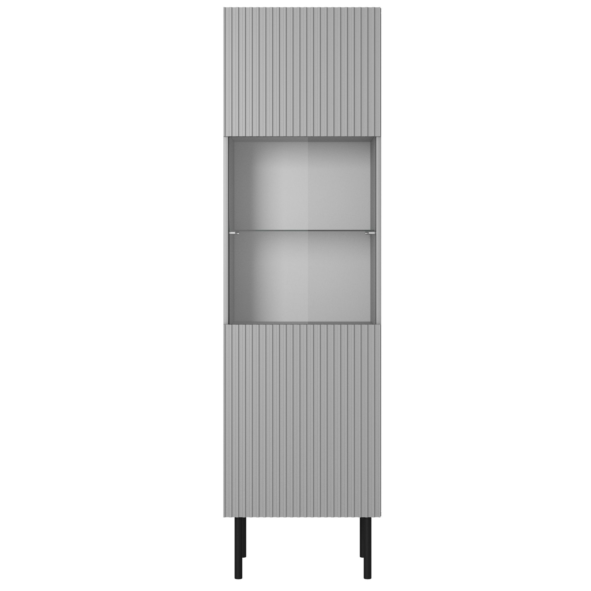 Vitrinekast Asensio mat grijs – Elegante opbergruimte van 180 cm
