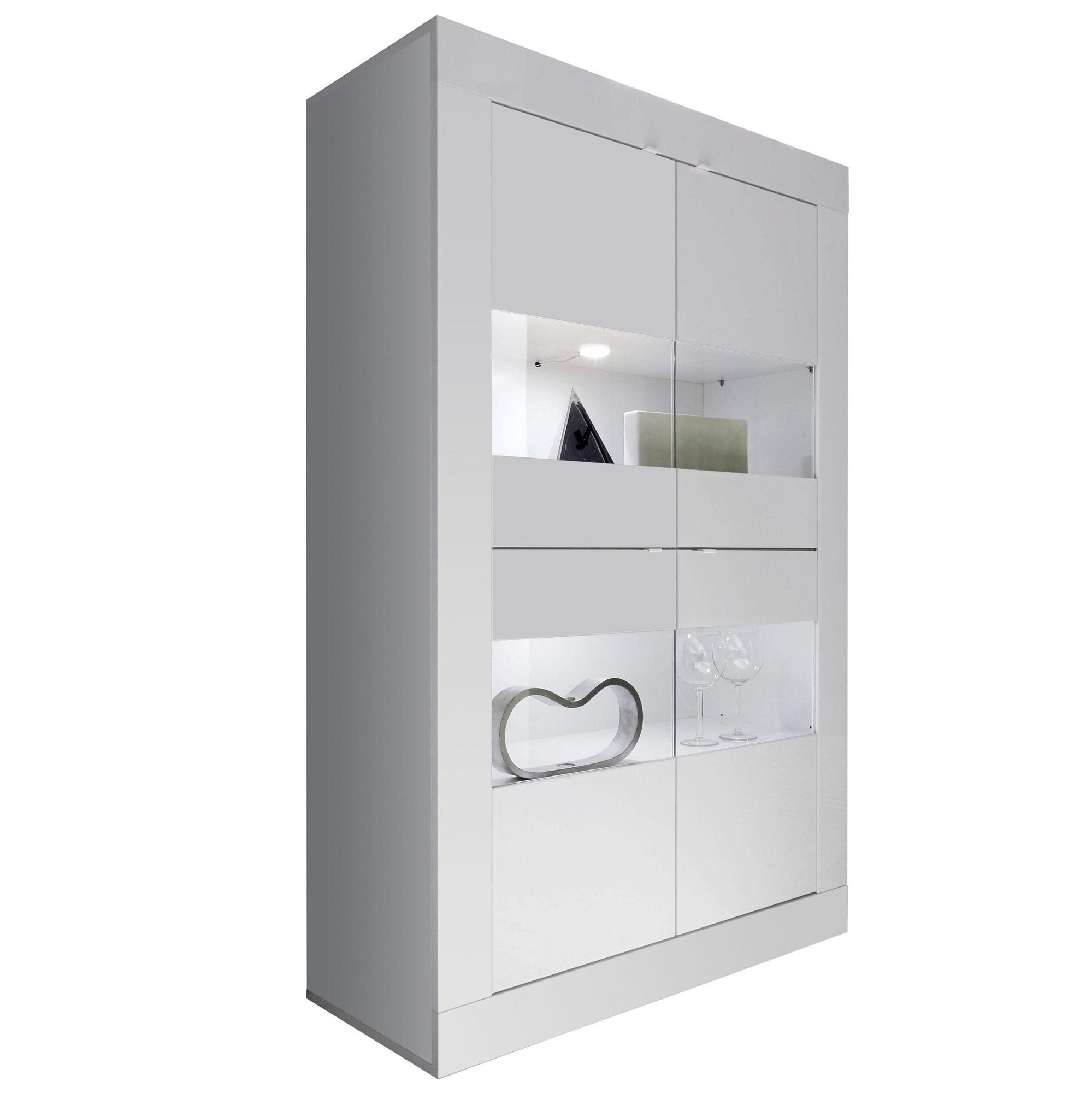 Vitrinekast Basic 162 cm – Strak, wit en functioneel
