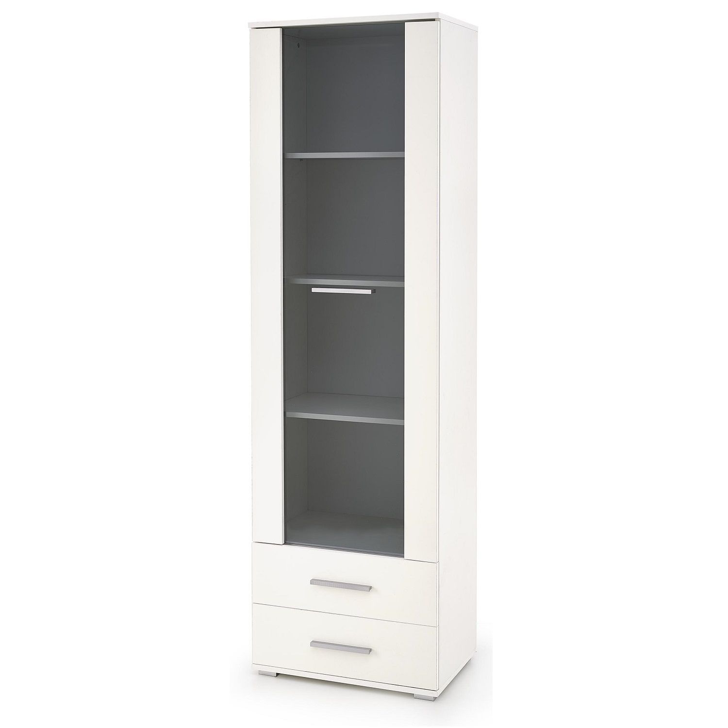 Vitrinekast Lima – Strak hoogglans wit, 60 cm breed