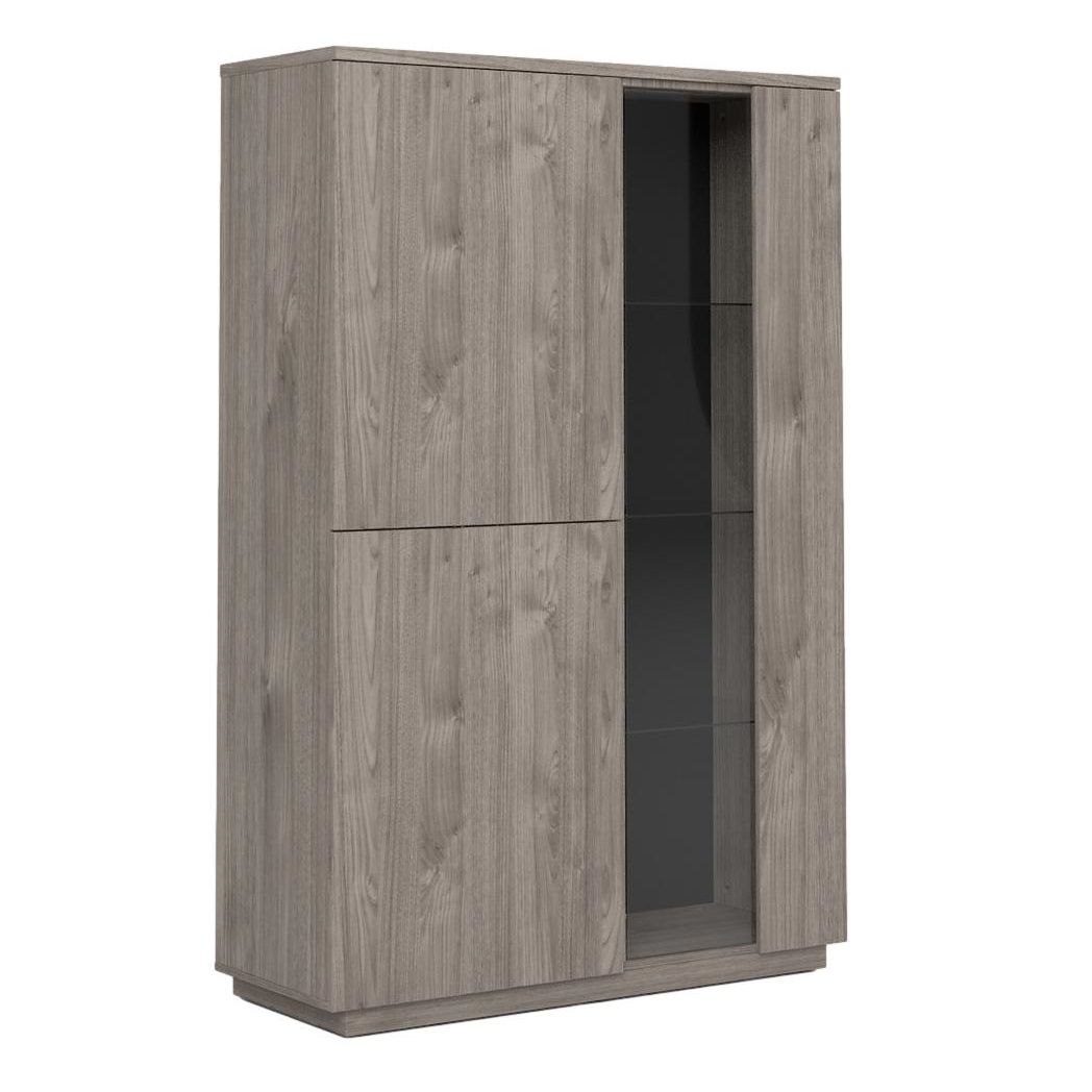Vitrinekast Snapp 180 cm – Industrieel grijs‑eiken design