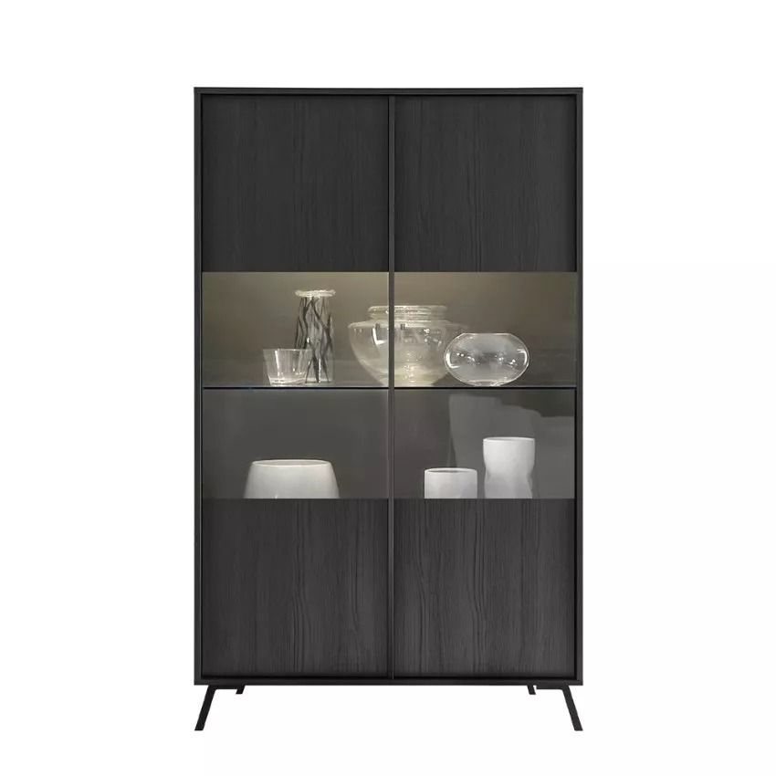 Vitrinekast Steel 104×174 cm – Moderne opbergruimte in burnt black