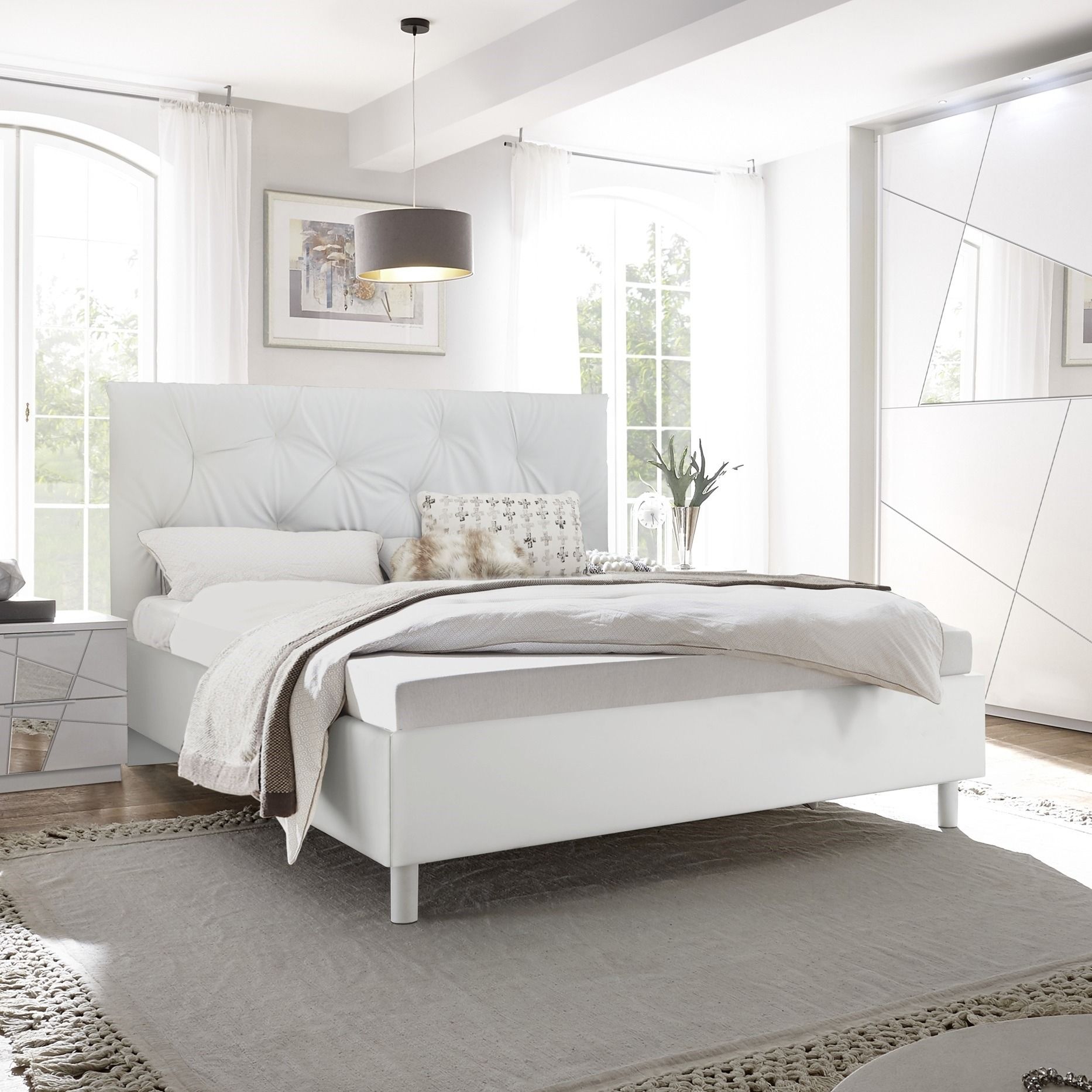 Vittoria tweepersoonsbed 160 × 200 cm – strak mat wit design