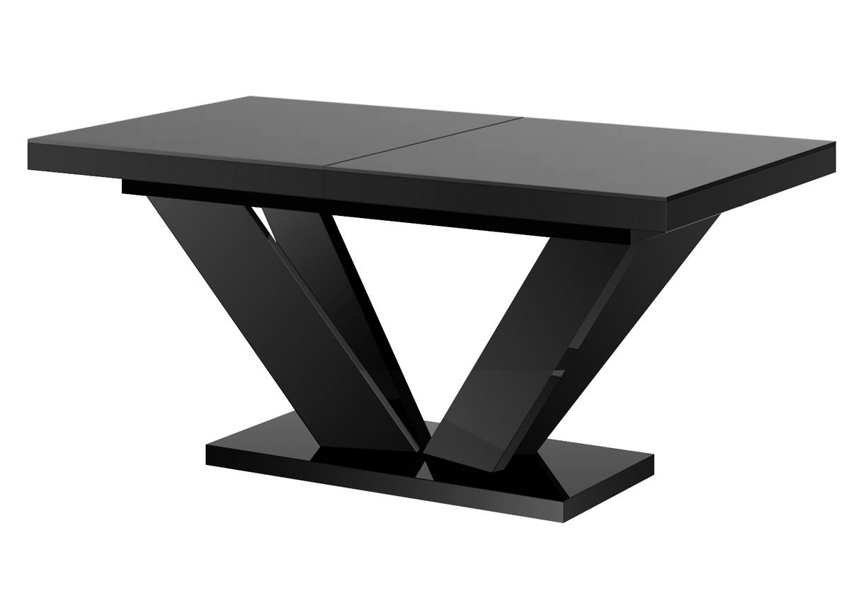 Viva 2 – Moderne uitschuifbare eettafel in hoogglans zwart (160‑256 cm)
