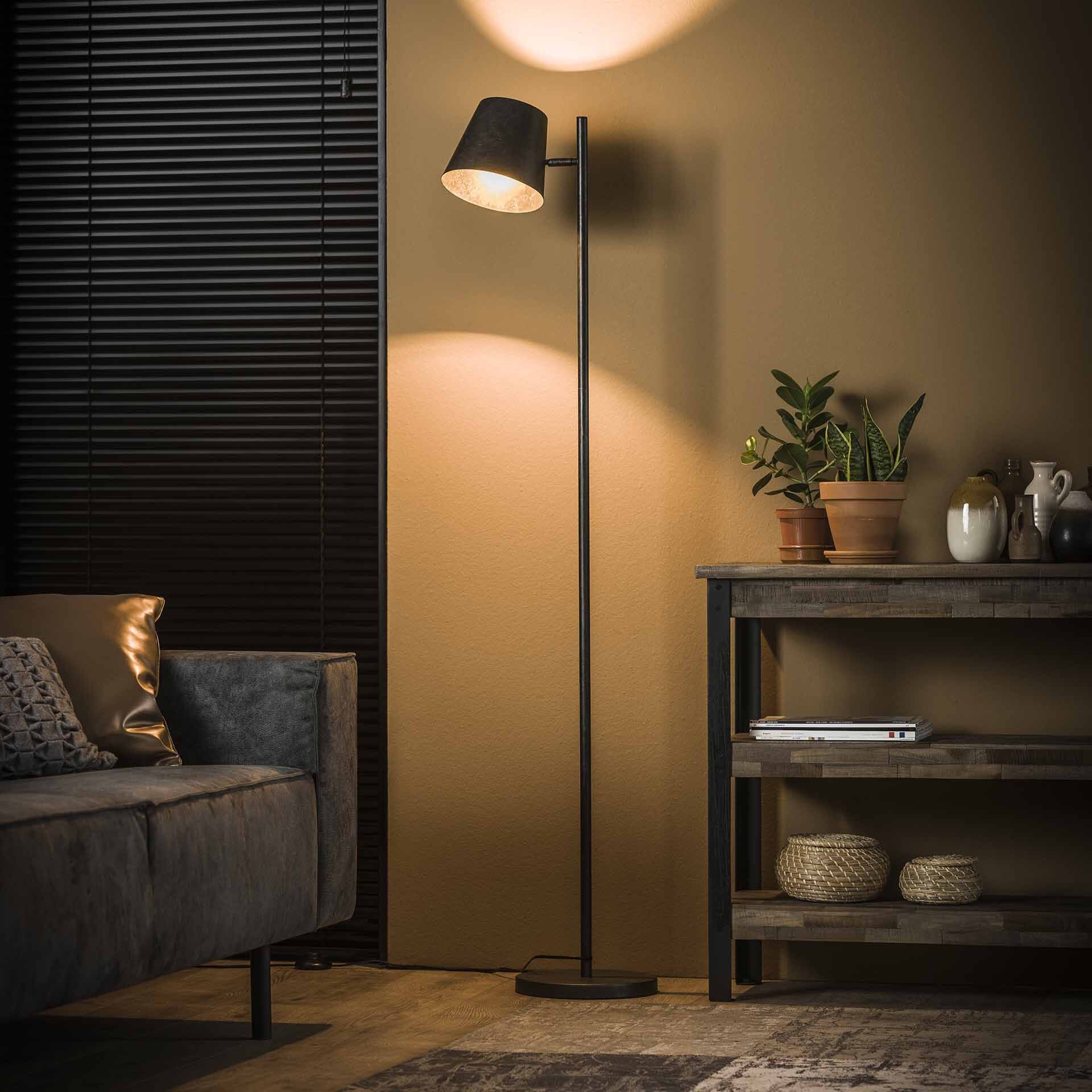 Vloerlamp Telly 157 cm – Charcoal, vintage vibes en verstelbaar licht