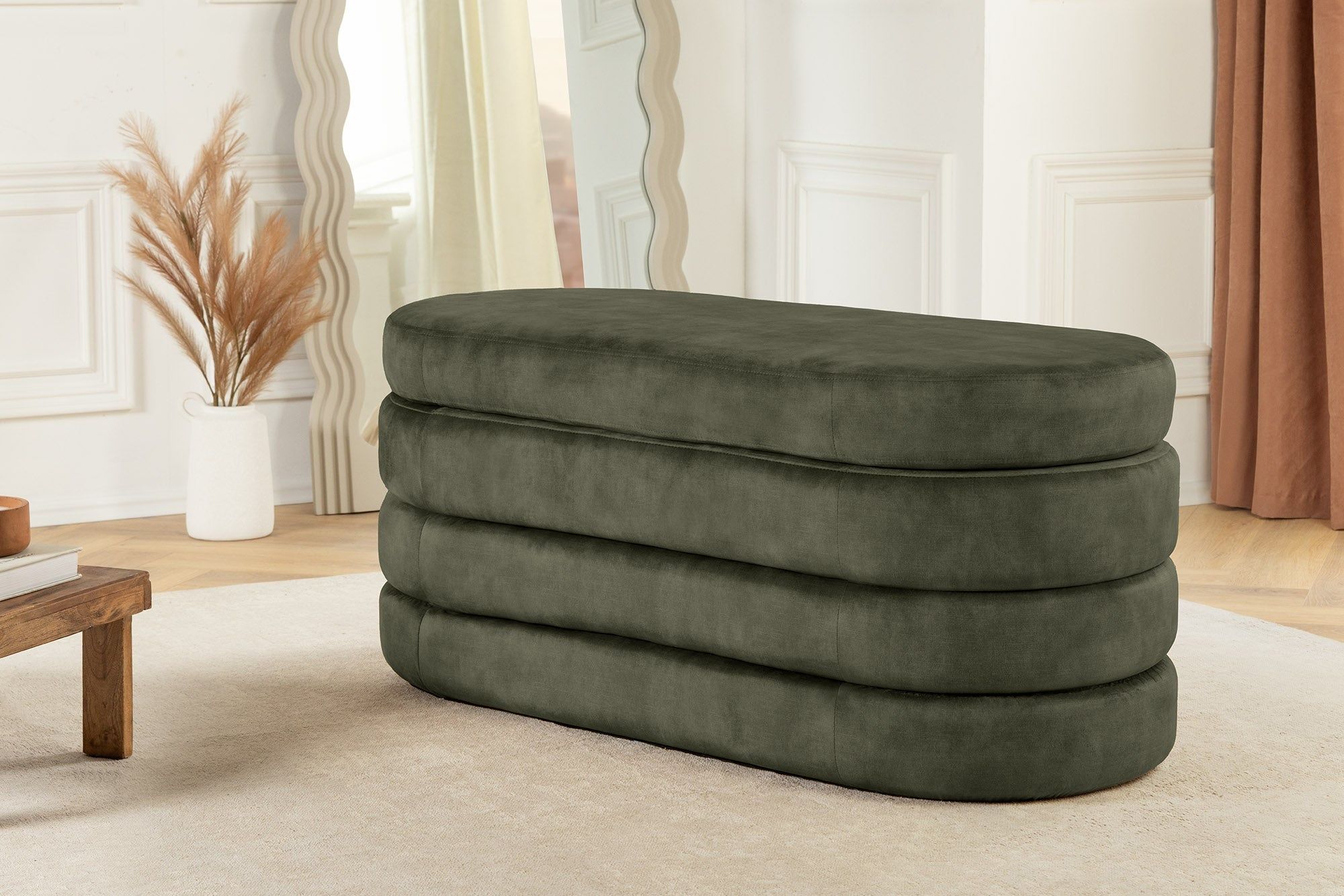 VOGUE Gestoffeerde Fluwelen Bank 115 cm – Groen met Opbergruimte | Invicta Interior