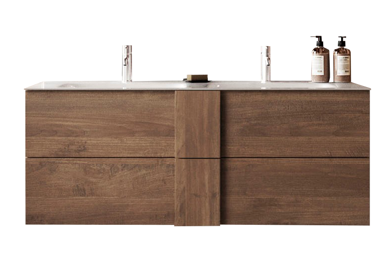 Vrijhangende badkamerwastafel Jupiter – 122 cm breed in eikenlook