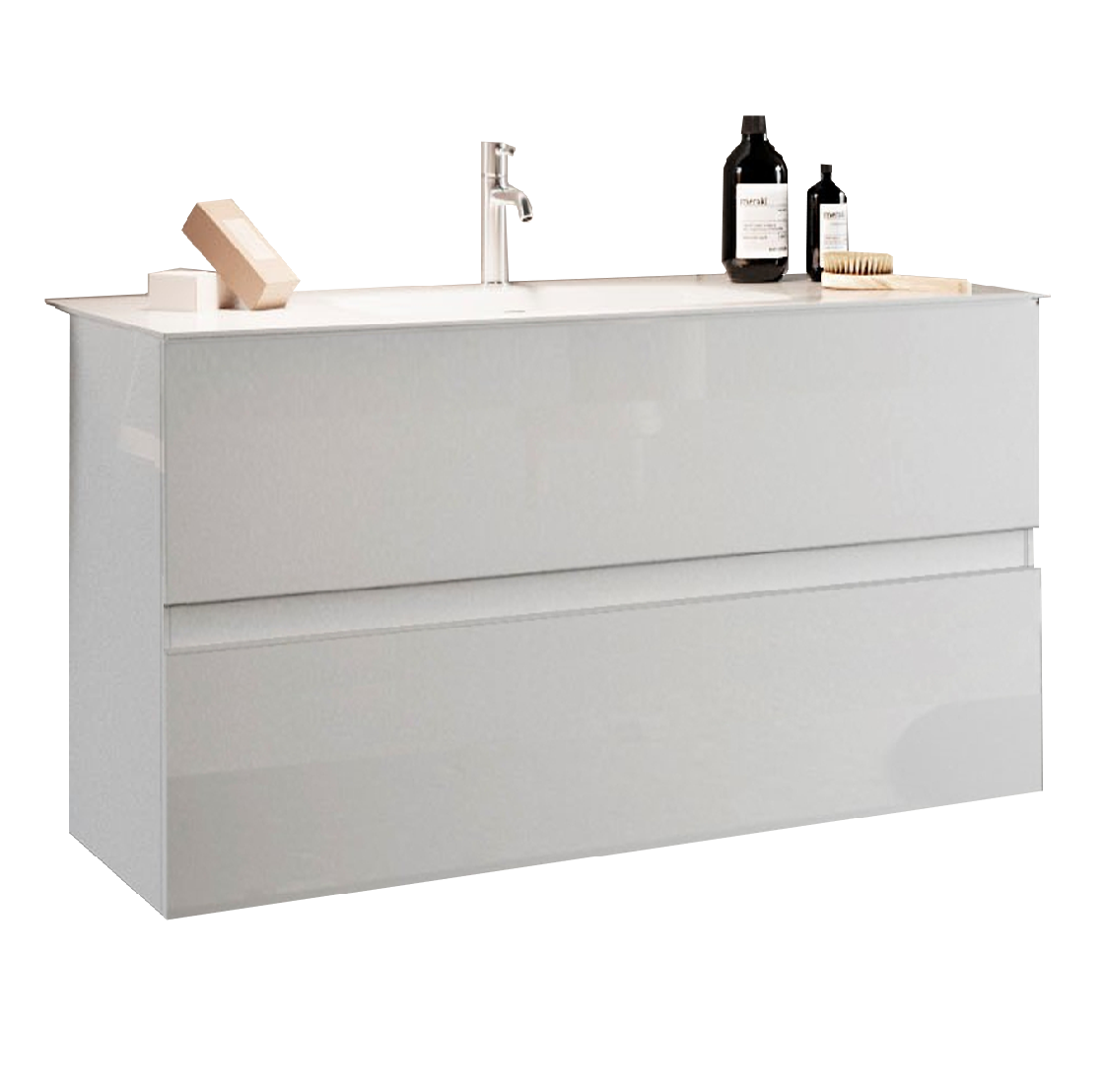 Vrijhangende wastafel START – 82 cm breed, hoogglans wit