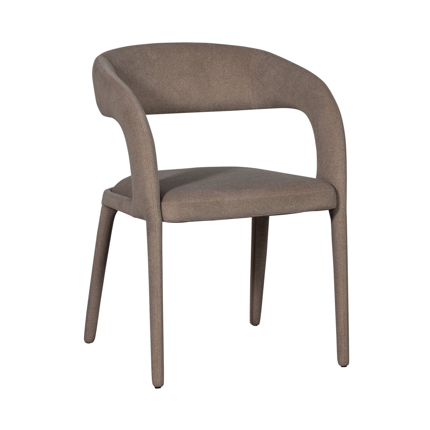 vtwonen Arms eetkamerstoel in viltlook – warm bruin design