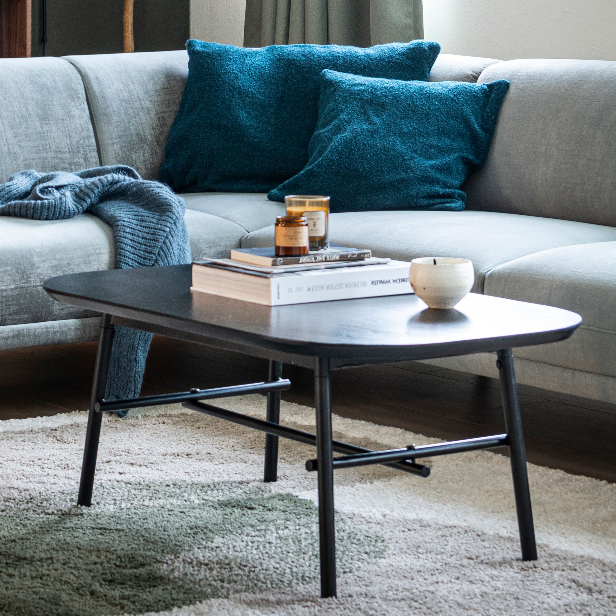 vtwonen Salontafel Elegance – Mangohout & Metaal, 100 × 60 cm, Mat Zwart
