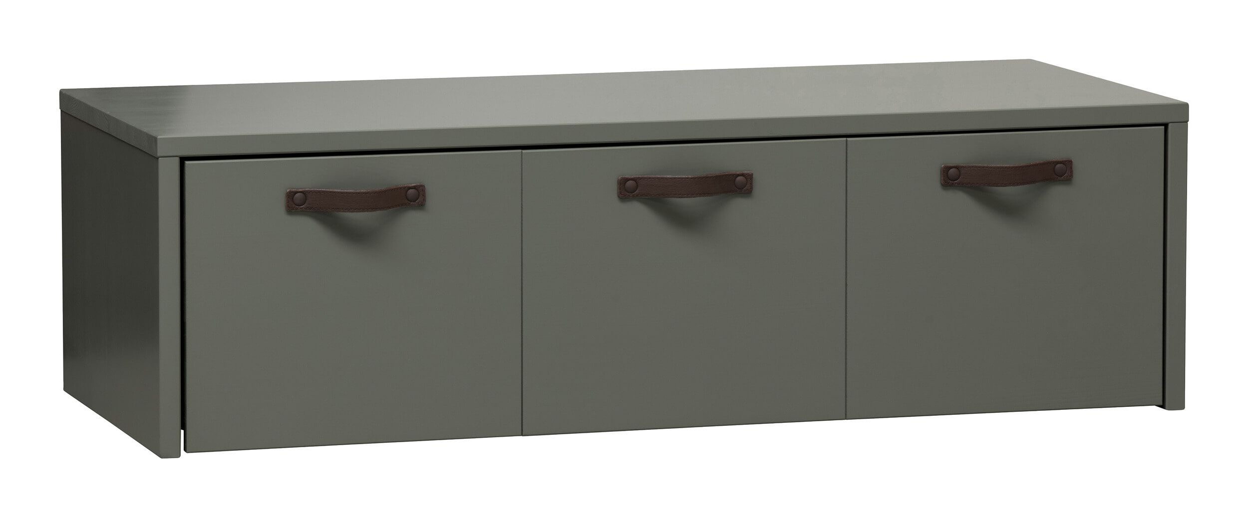 vtwonen Stage kistbank – Stoere groene halbank met 3 opbergbakken